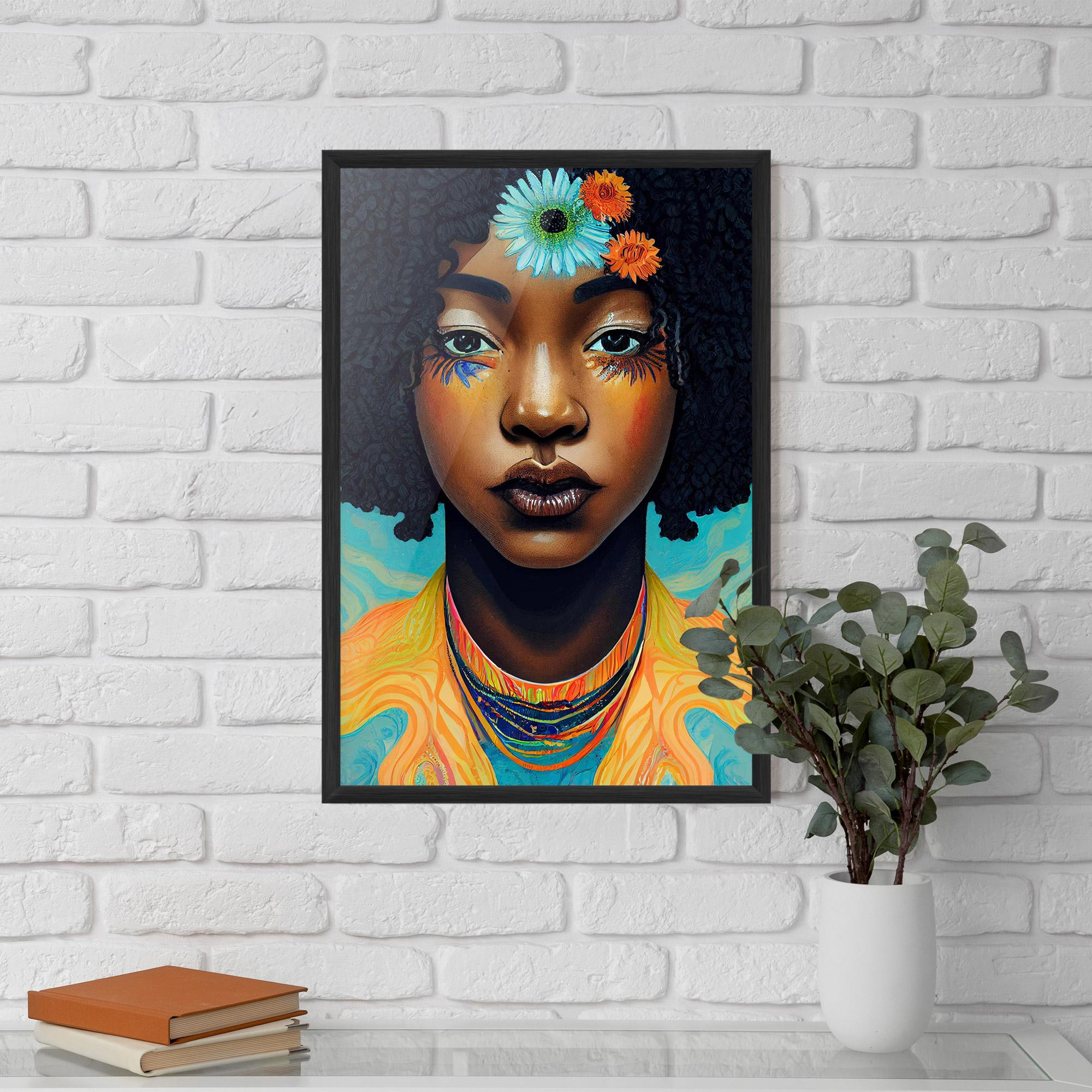 Poster Înrămat Portrait With Flowers mockup 5