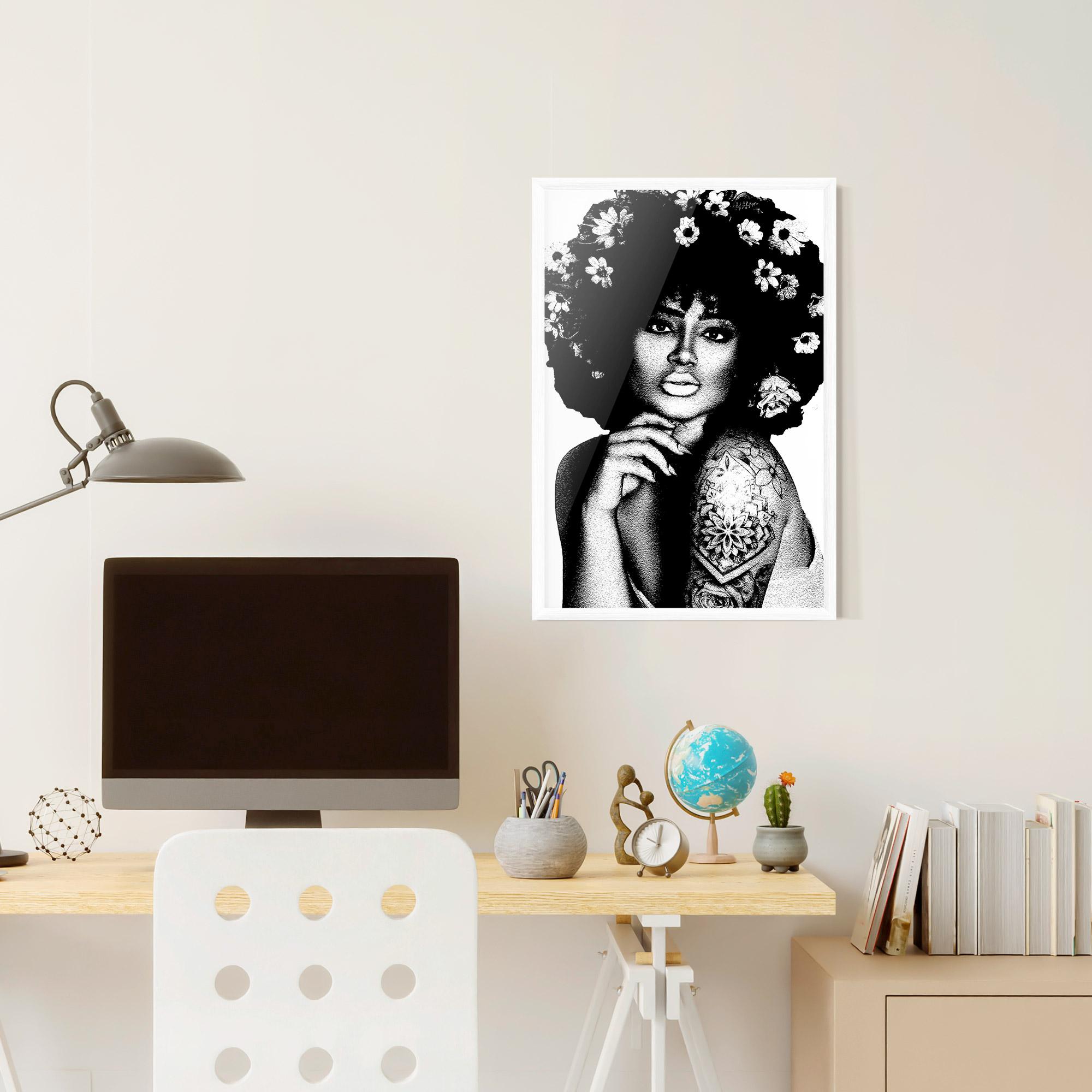 Poster Înrămat Flower African Woman mockup 6