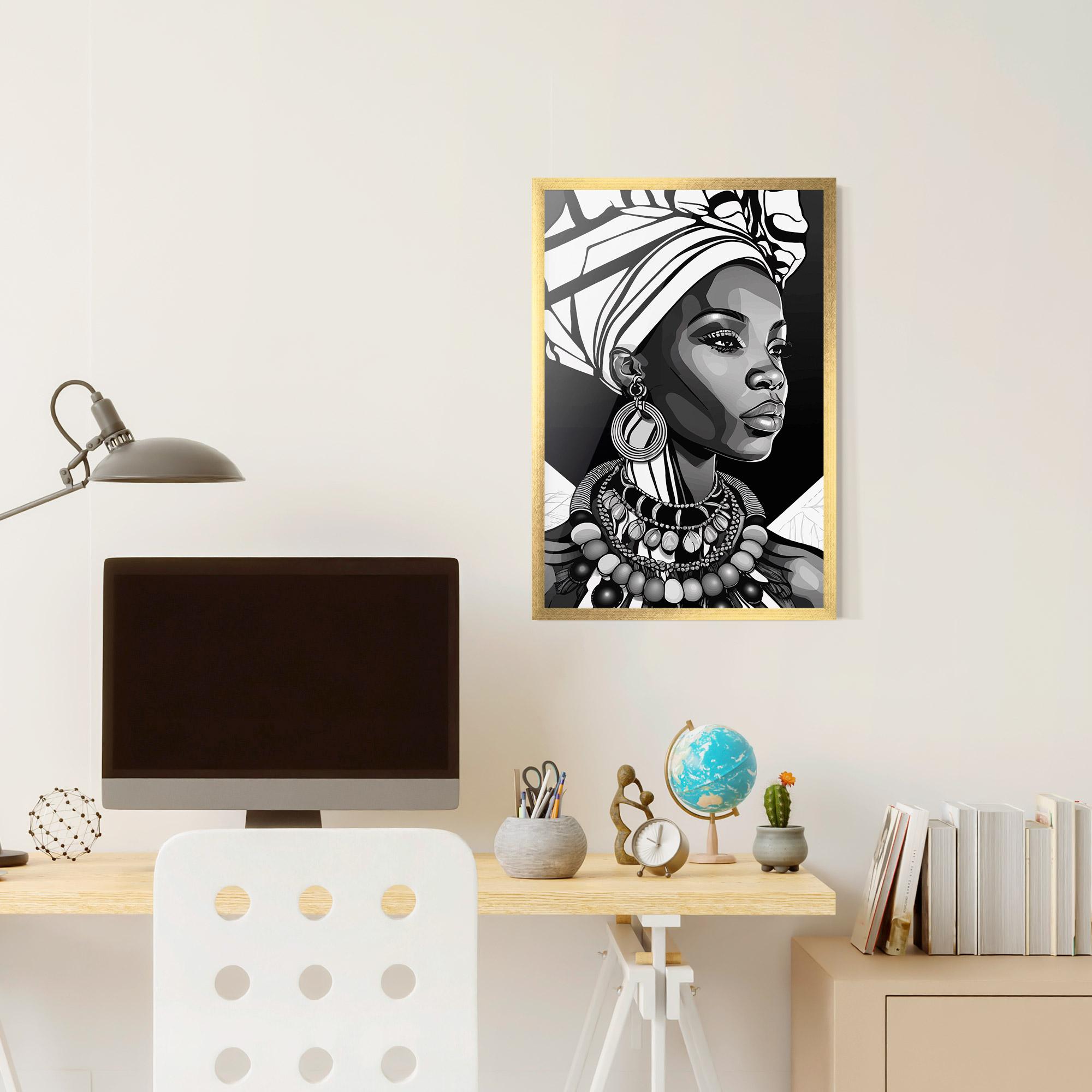 Poster Înrămat Black White African mockup 6