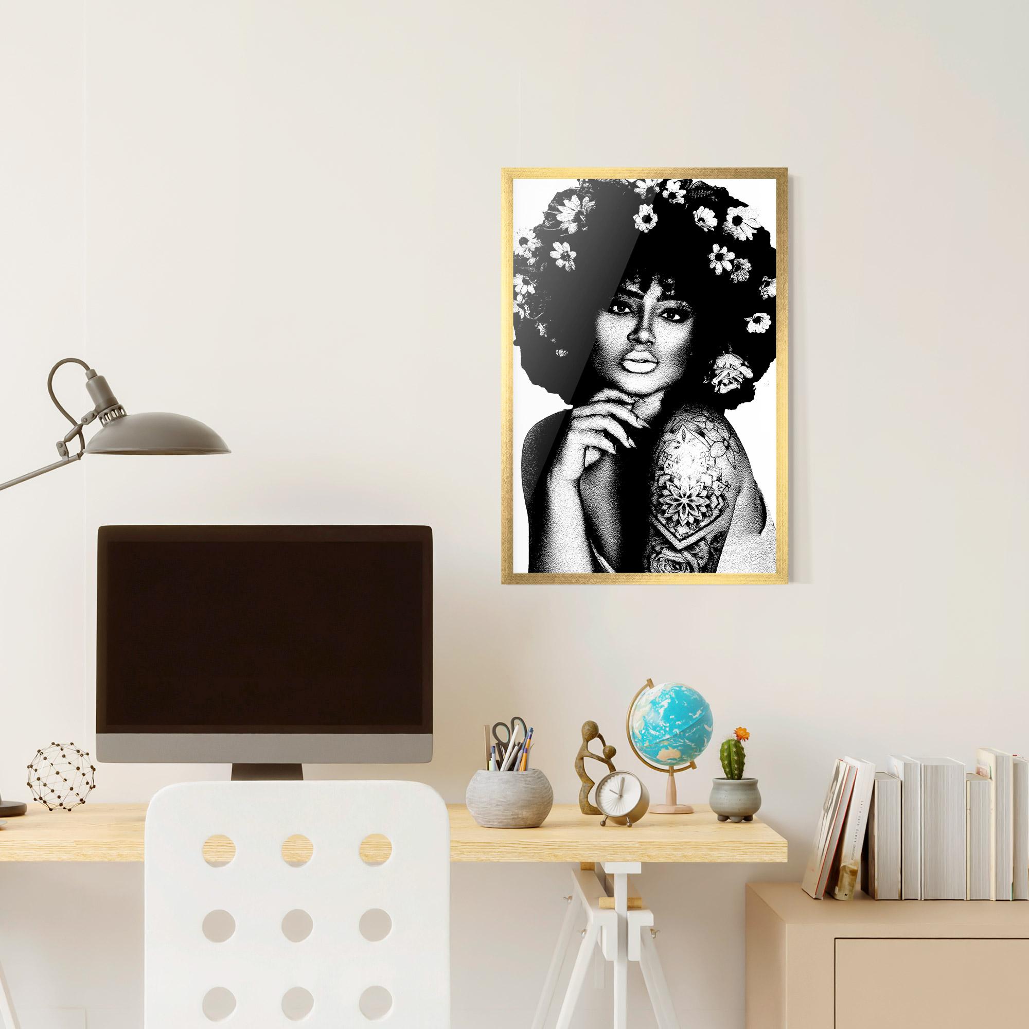 Poster Înrămat Flower African Woman mockup 6