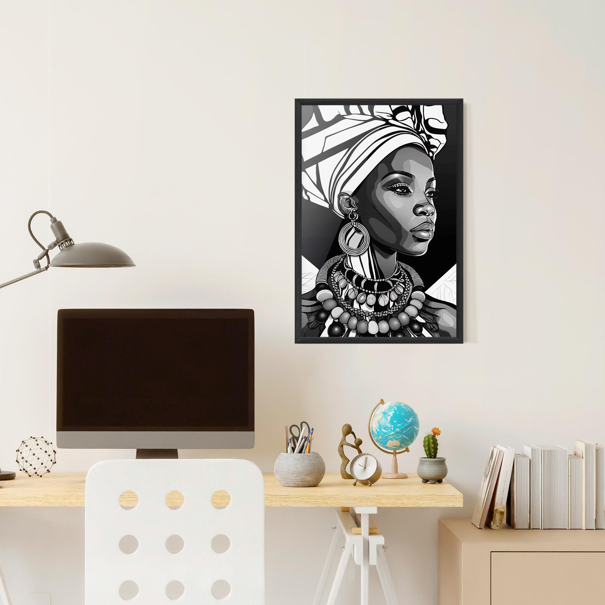 Poster Înrămat Black White African mockup 6