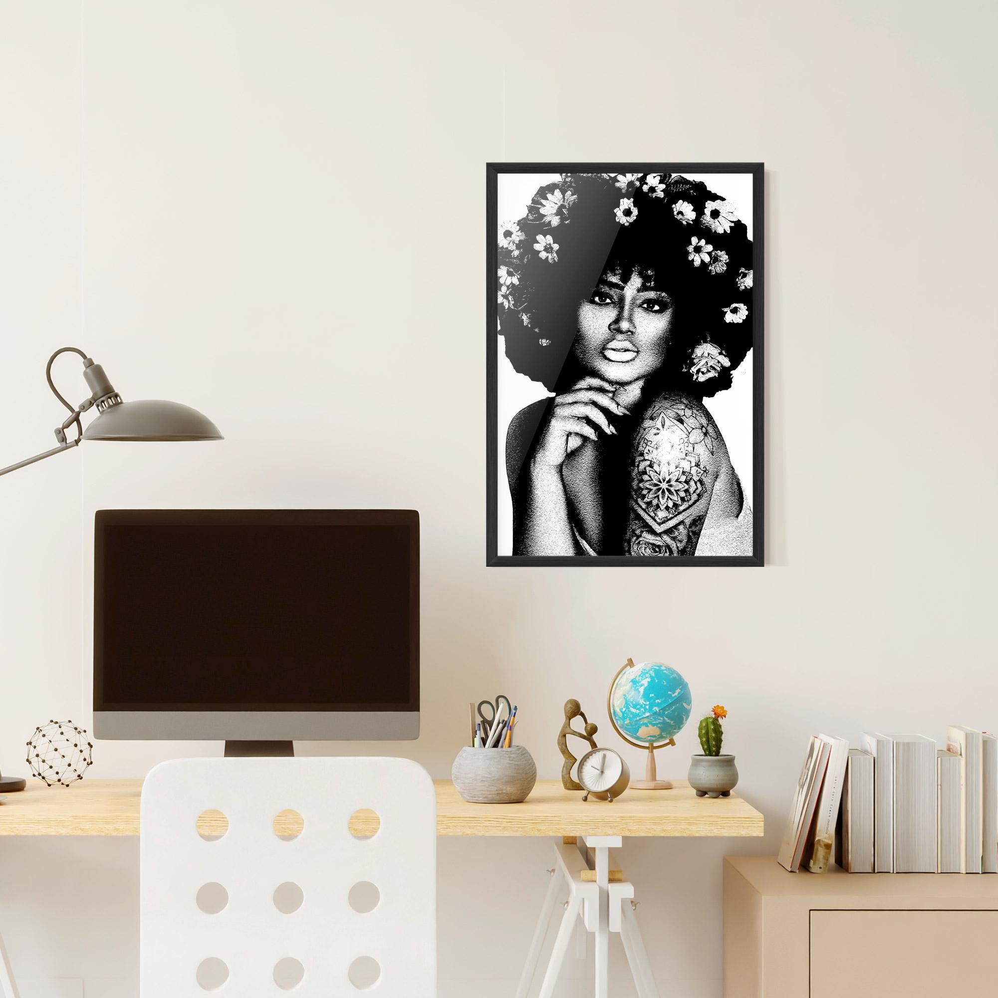 Poster Înrămat Flower African Woman mockup 6