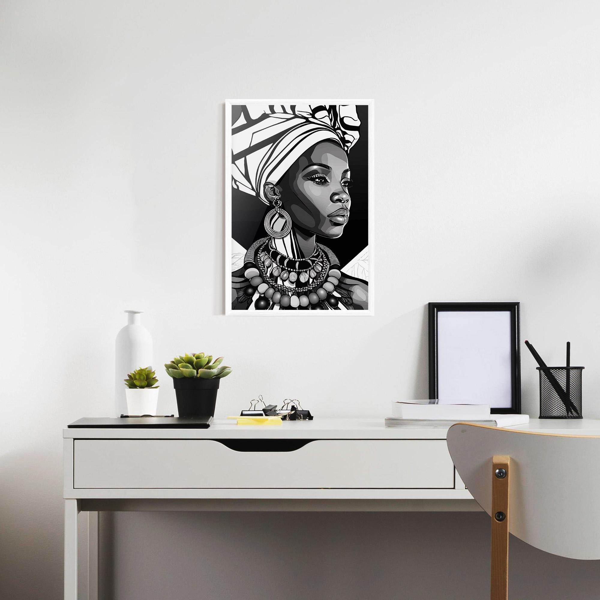 Poster Înrămat Black White African mockup 7