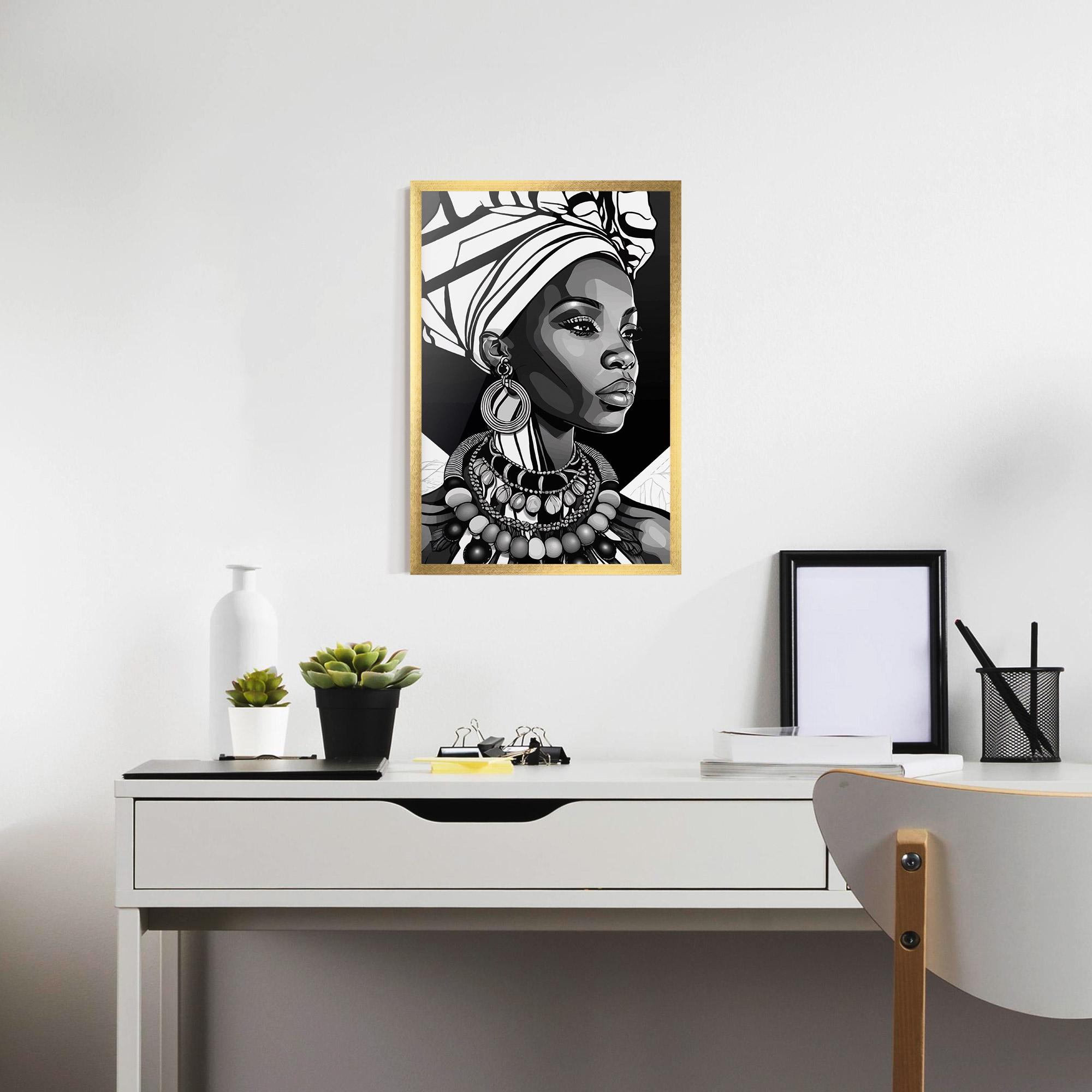Poster Înrămat Black White African mockup 7