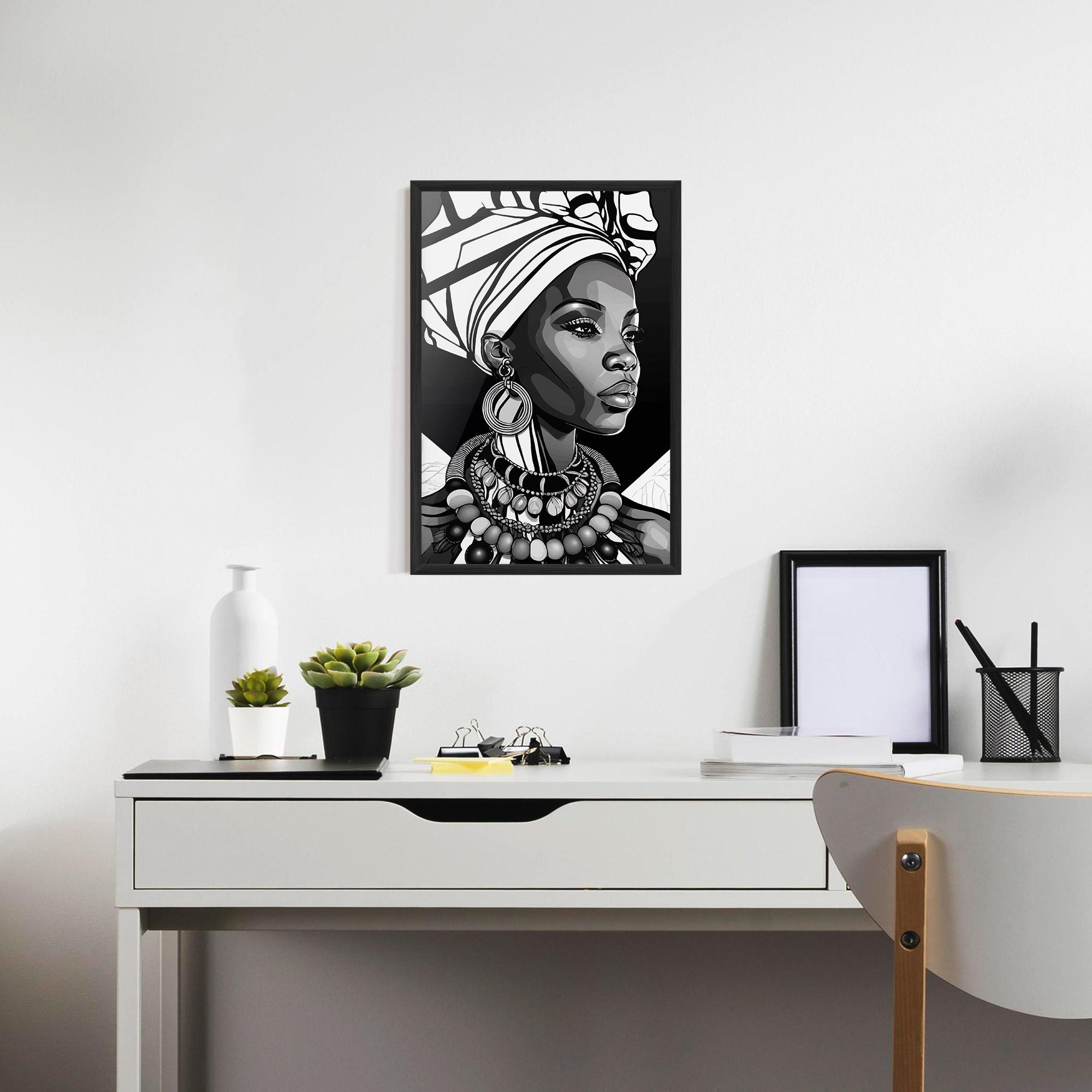 Poster Înrămat Black White African mockup 7