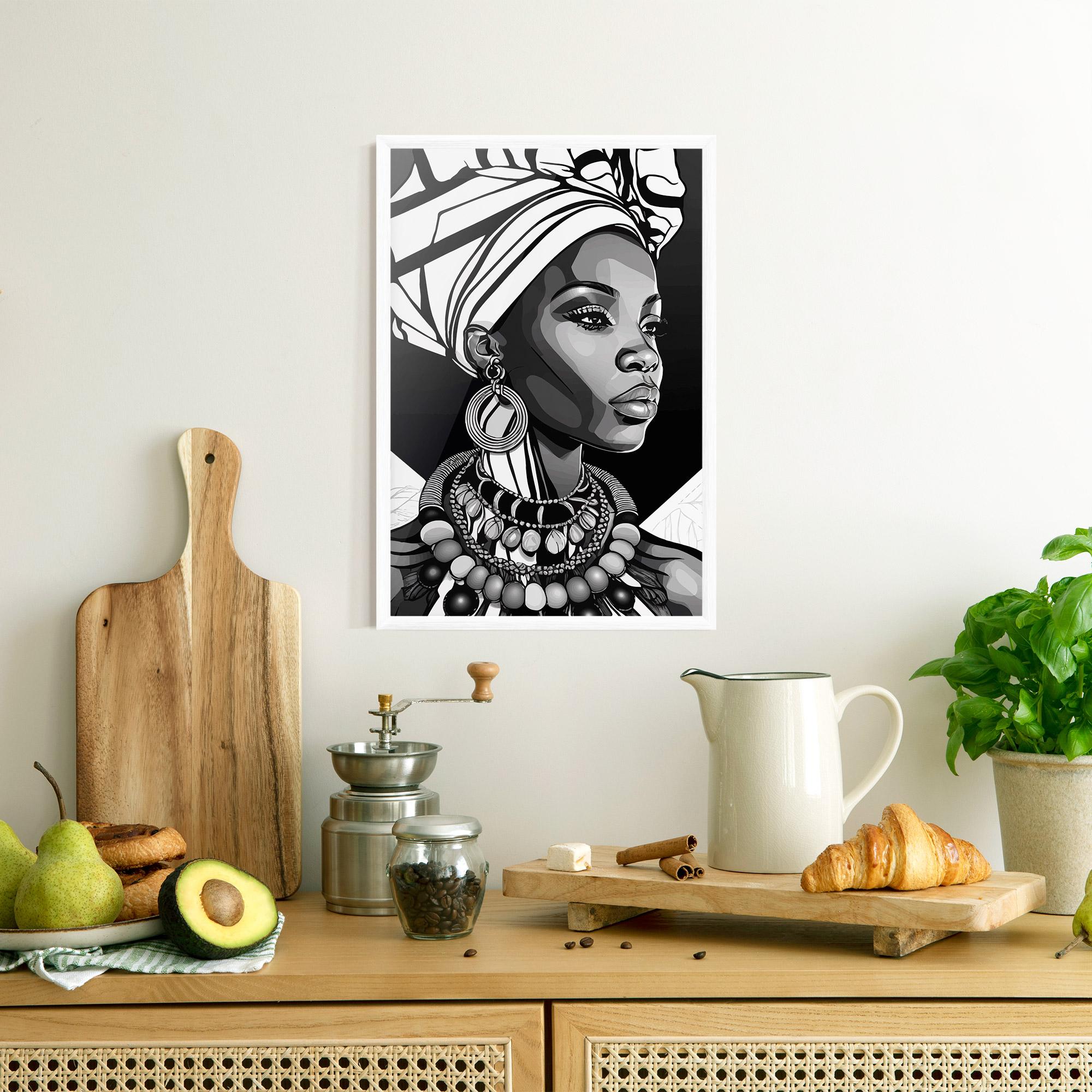 Poster Înrămat Black White African mockup 8