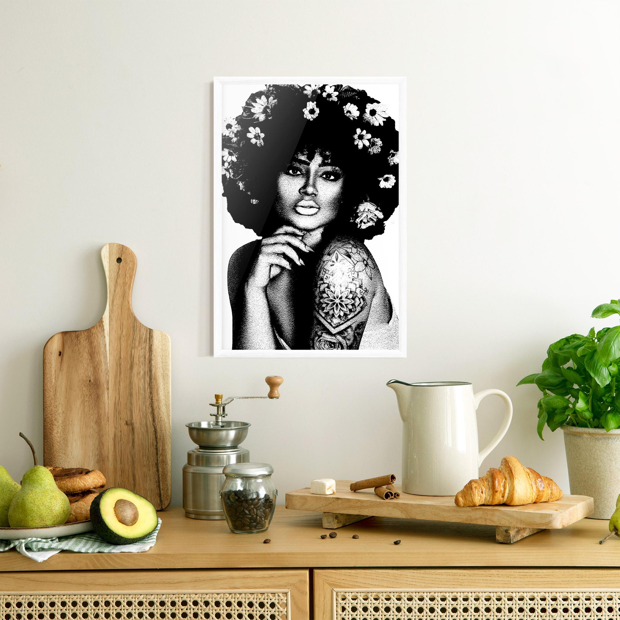 Poster Înrămat Flower African Woman mockup 8