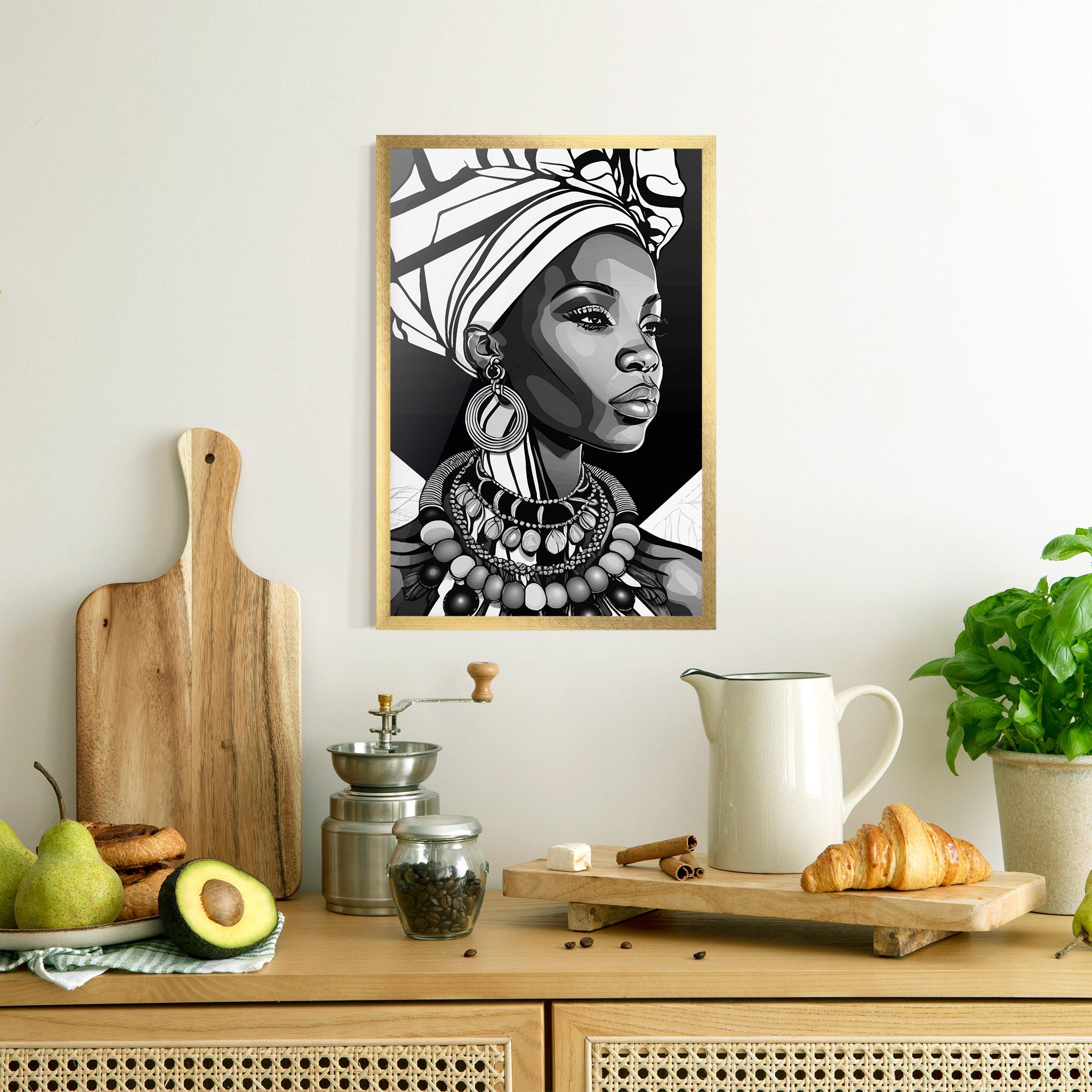 Poster Înrămat Black White African mockup 8