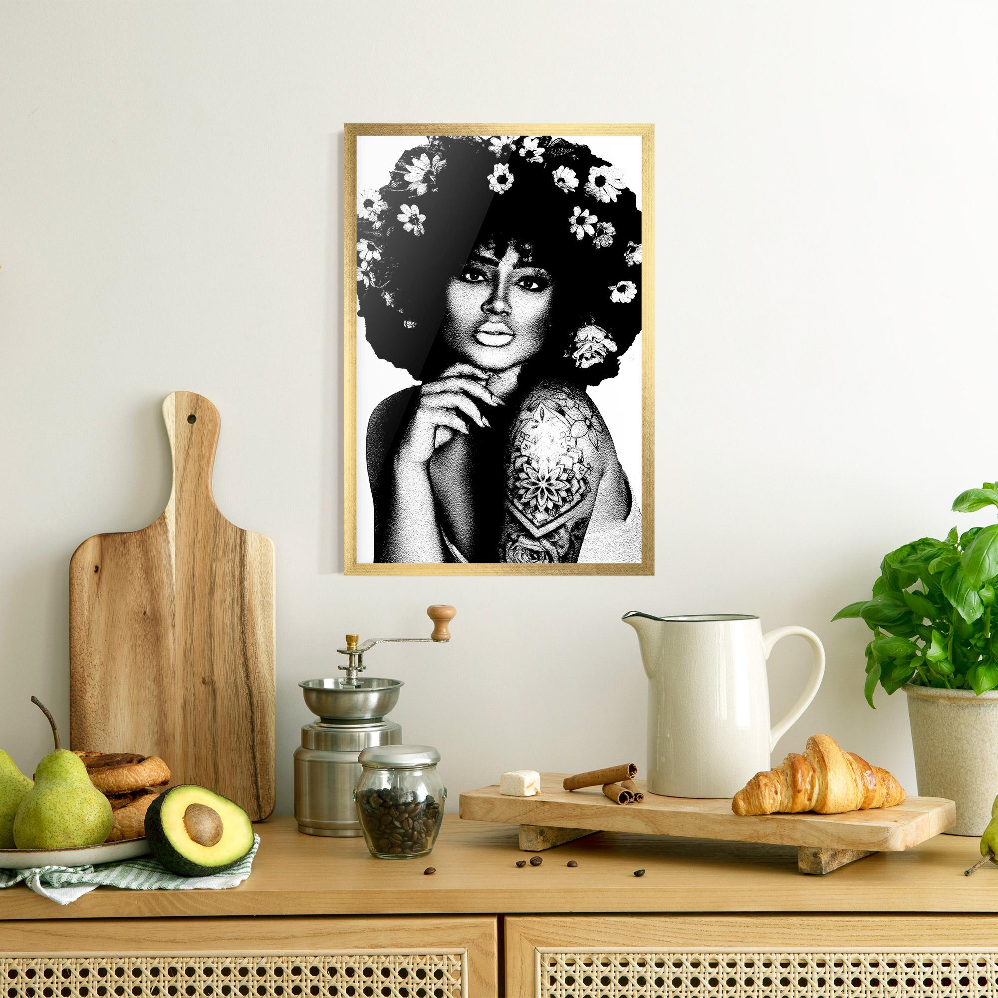 Poster Înrămat Flower African Woman mockup 8