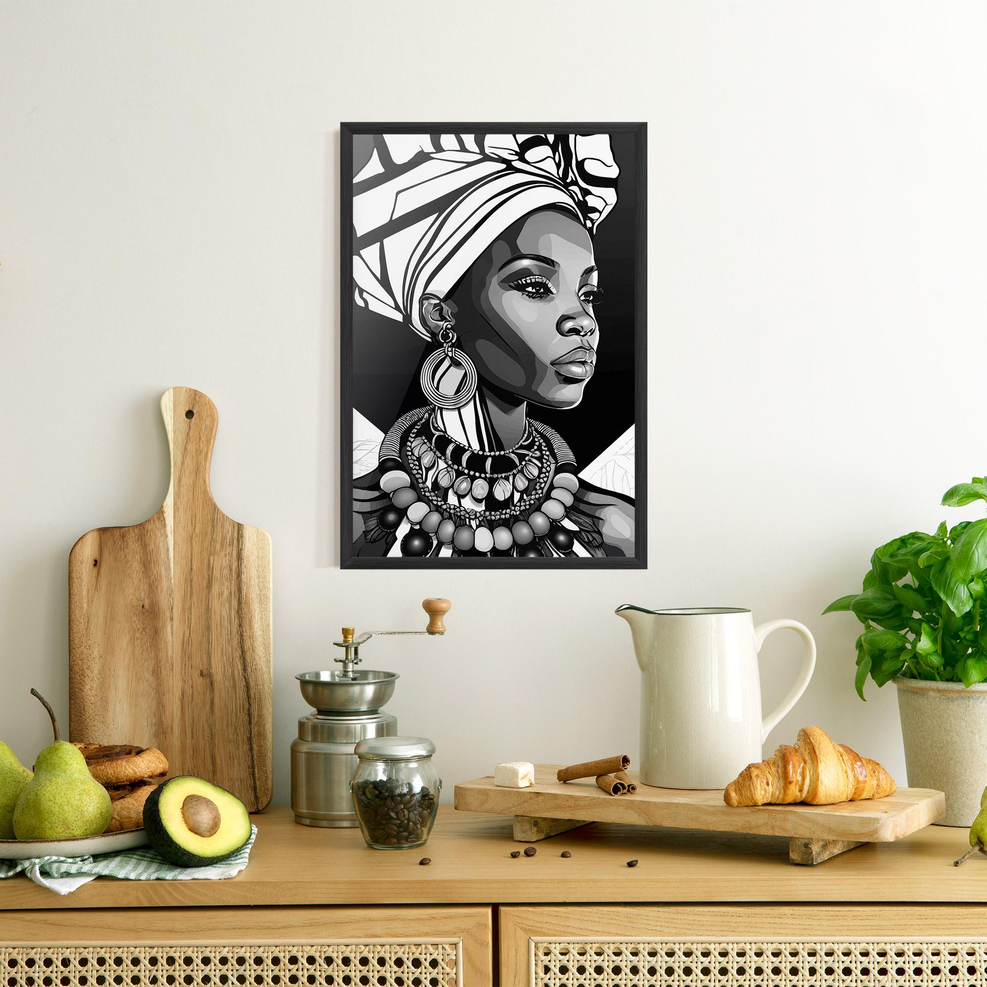 Poster Înrămat Black White African mockup 8
