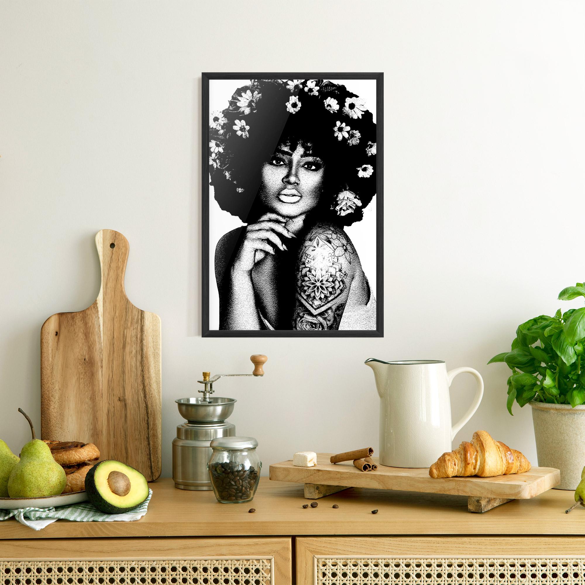 Poster Înrămat Flower African Woman mockup 8