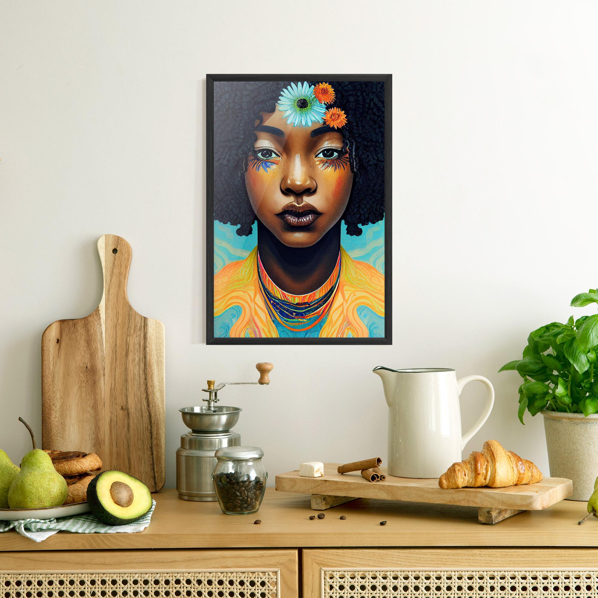 Poster Înrămat Portrait With Flowers mockup 8