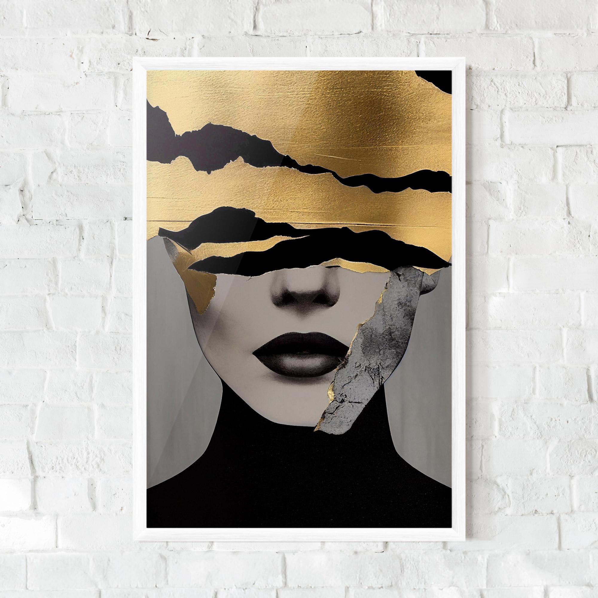 Poster Înrămat Grey Gold Lips mockup 0