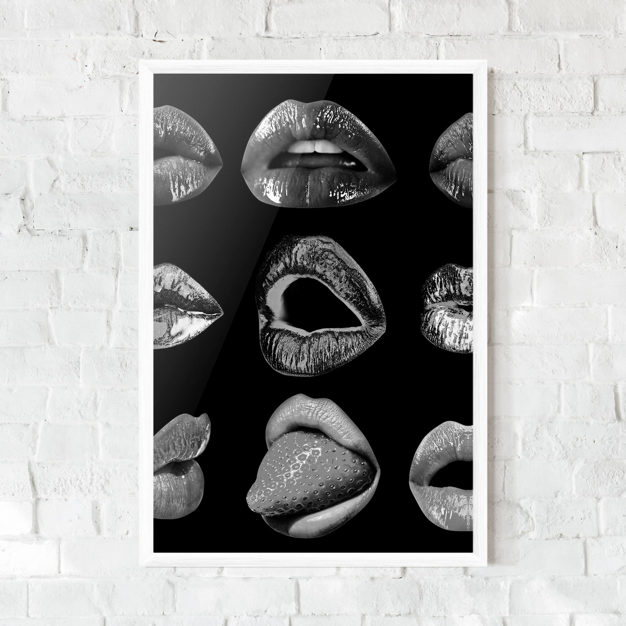 Poster Înrămat Grey Lips Collage mockup 0