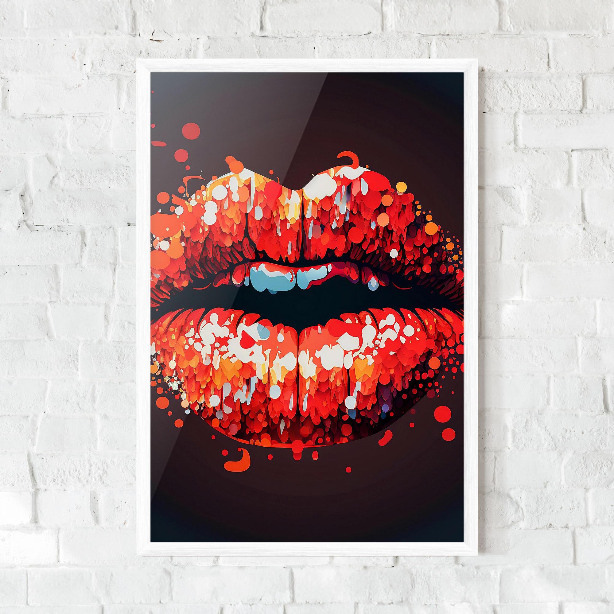 Poster Înrămat Red Lips With Word Lips It mockup 0
