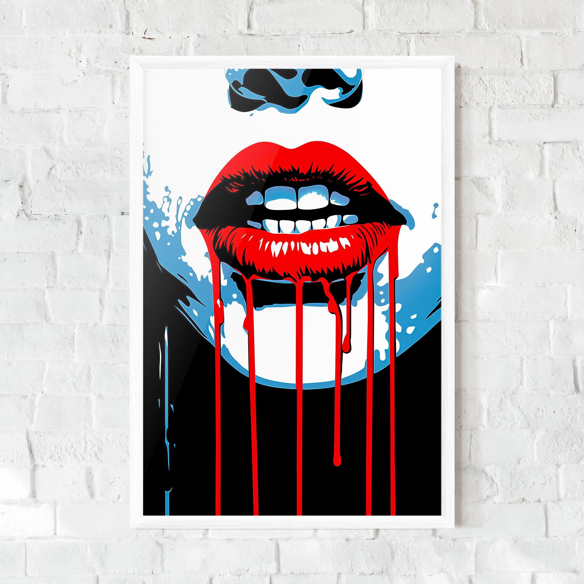 Poster Înrămat Red Lipstick Flowing mockup 0