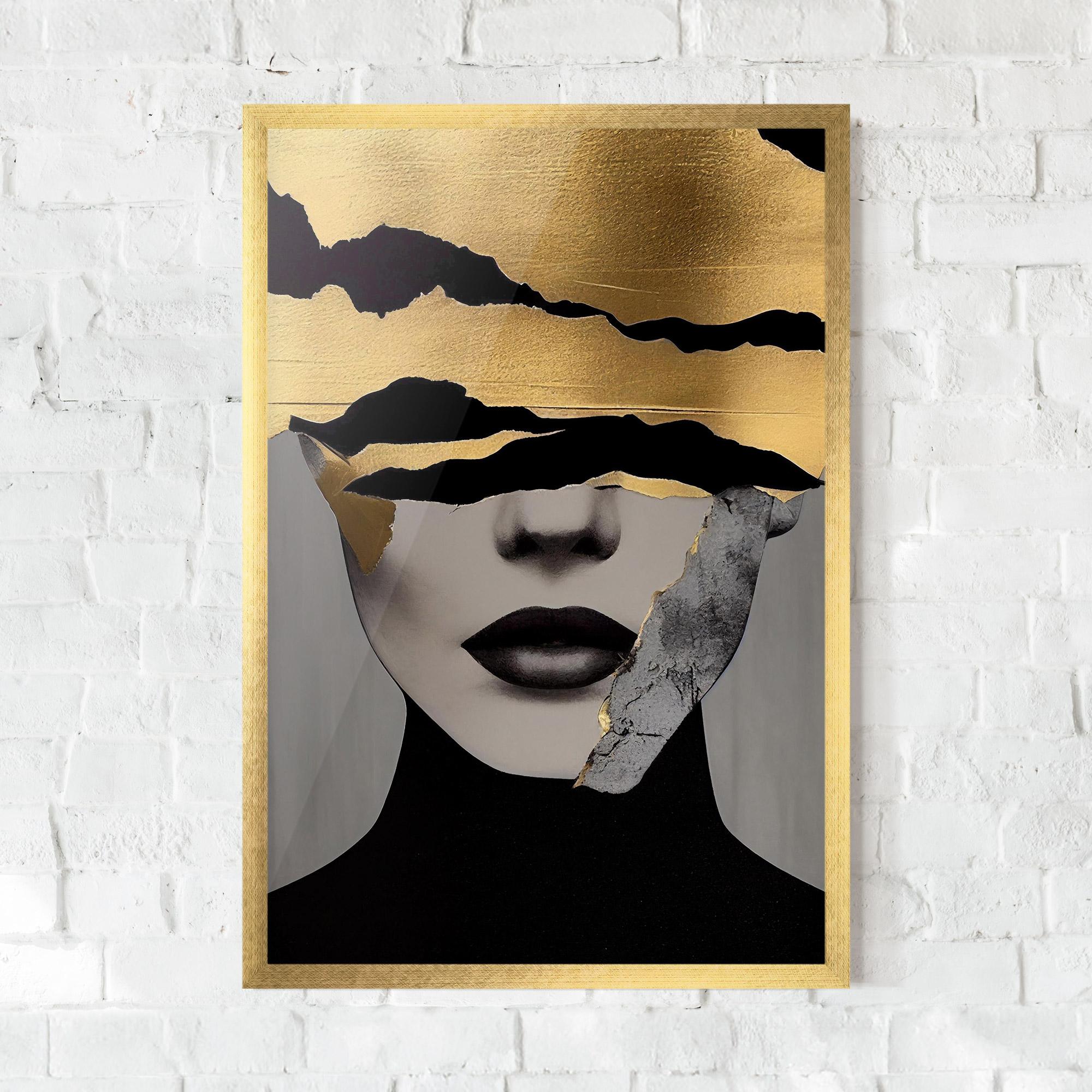 Poster Înrămat Grey Gold Lips mockup 0