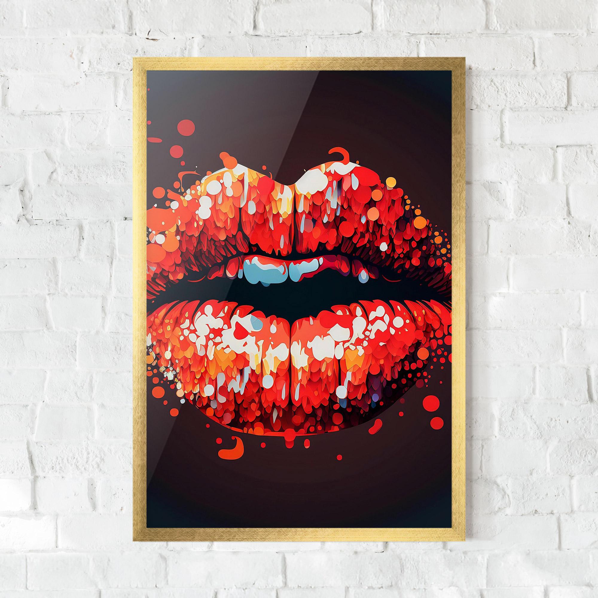 Poster Înrămat Red Lips With Word Lips It mockup 0