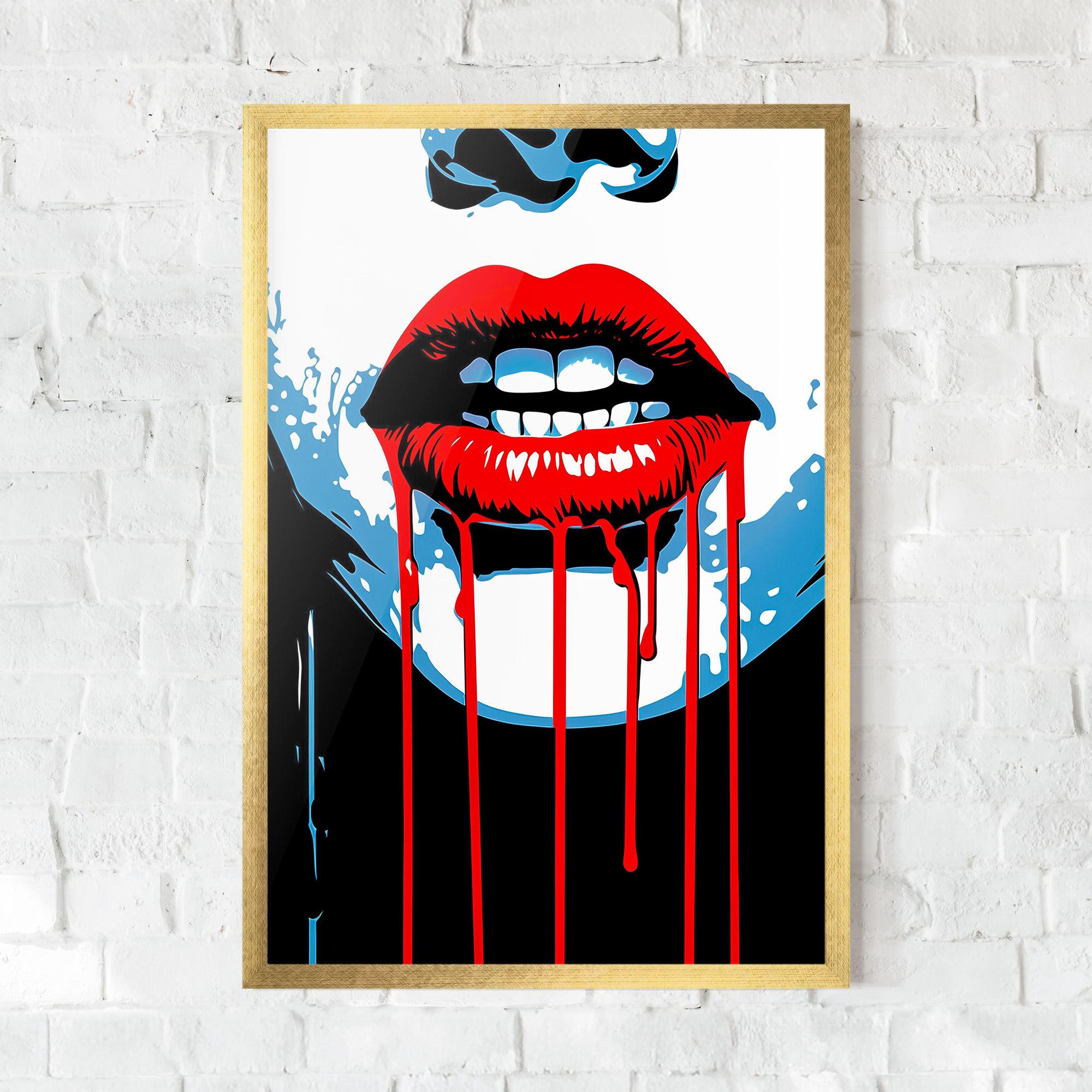 Poster Înrămat Red Lipstick Flowing mockup 0