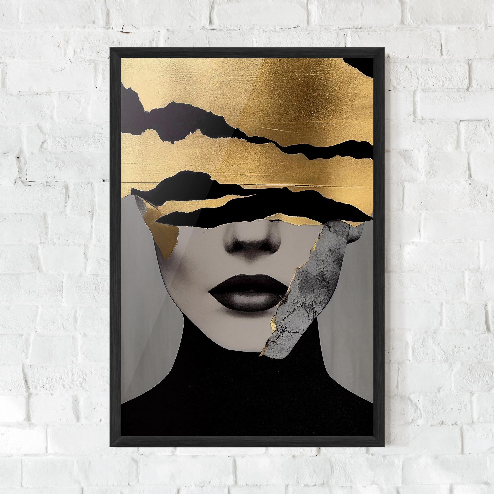 Poster Înrămat Grey Gold Lips mockup 0