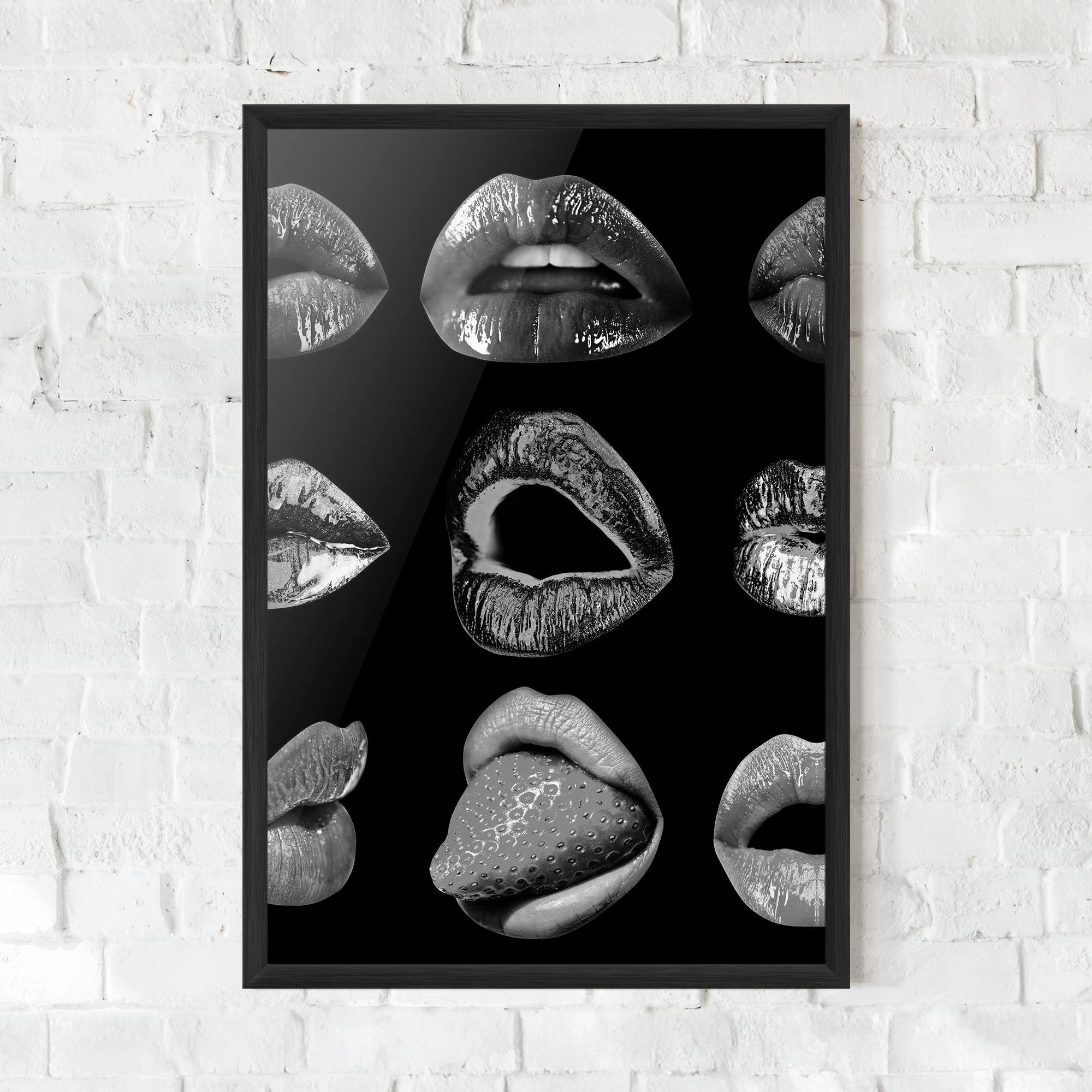 Poster Înrămat Grey Lips Collage mockup 0