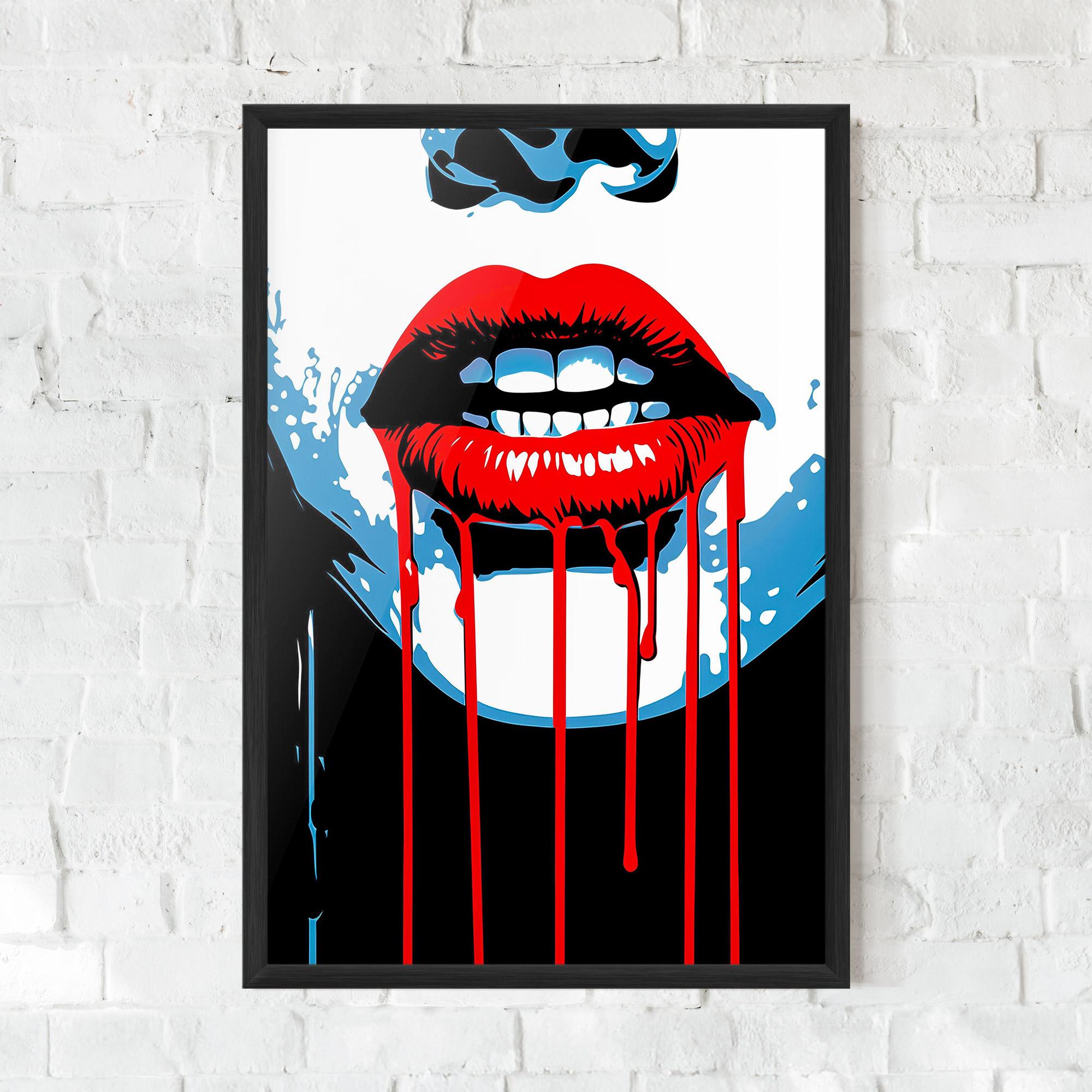 Poster Înrămat Red Lipstick Flowing mockup 0