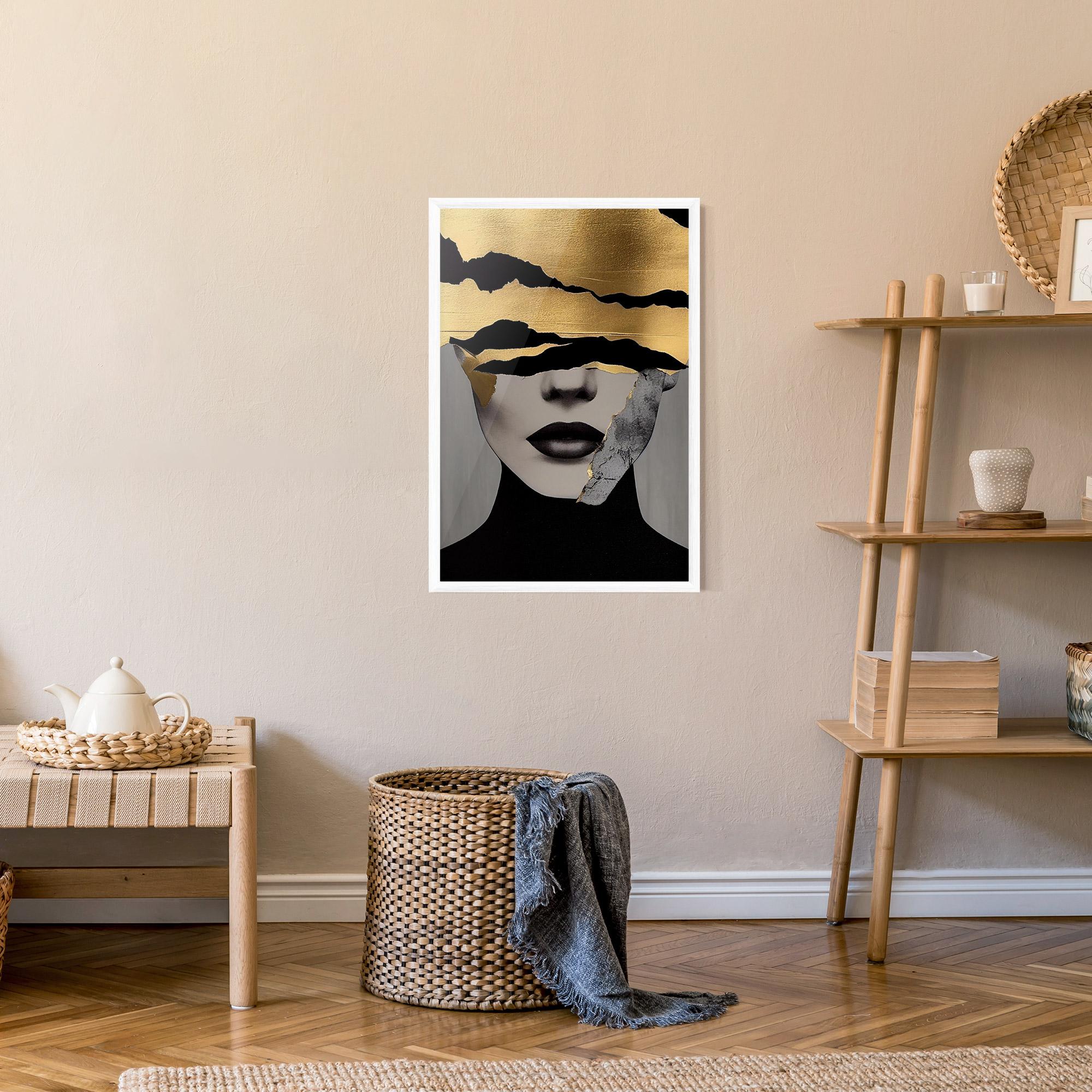 Poster Înrămat Grey Gold Lips mockup 9
