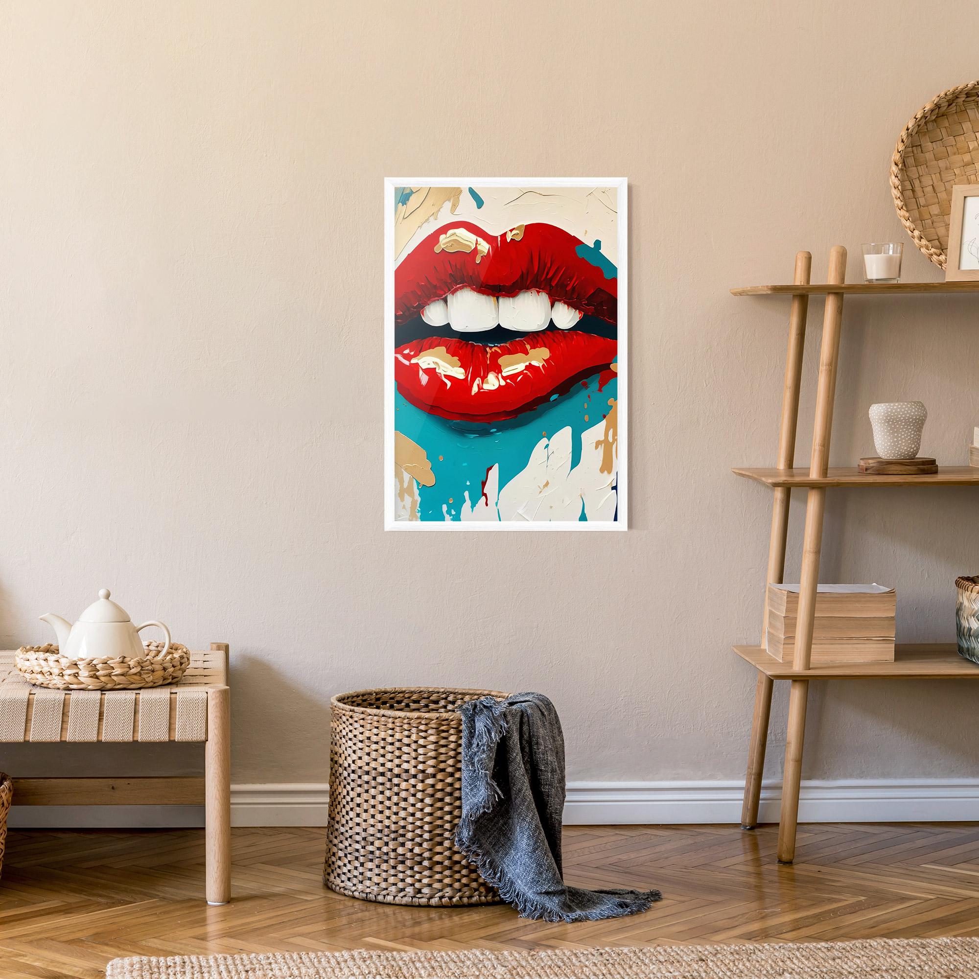 Poster Înrămat Red Gold Lips mockup 9