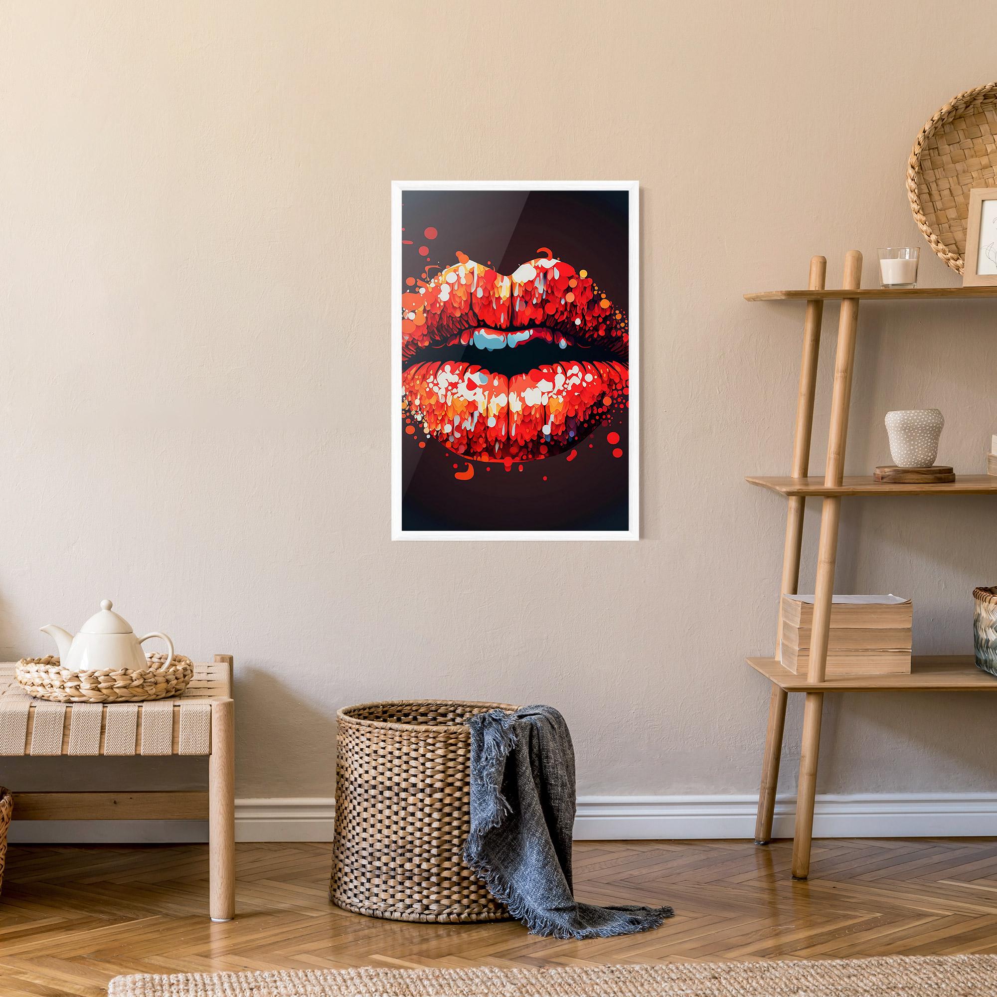 Poster Înrămat Red Lips With Word Lips It mockup 9