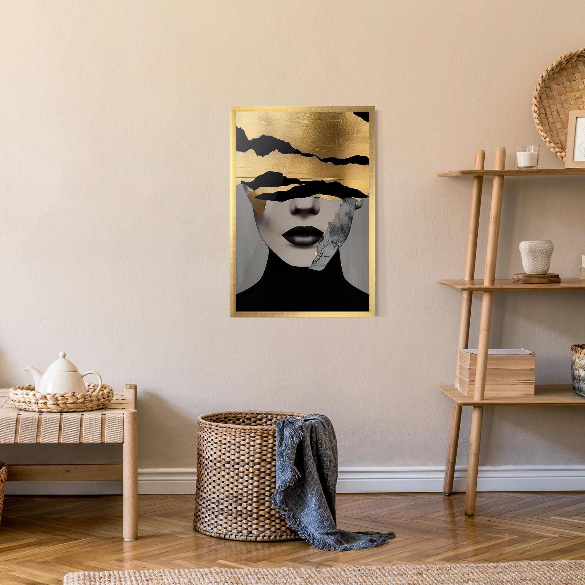 Poster Înrămat Grey Gold Lips mockup 9