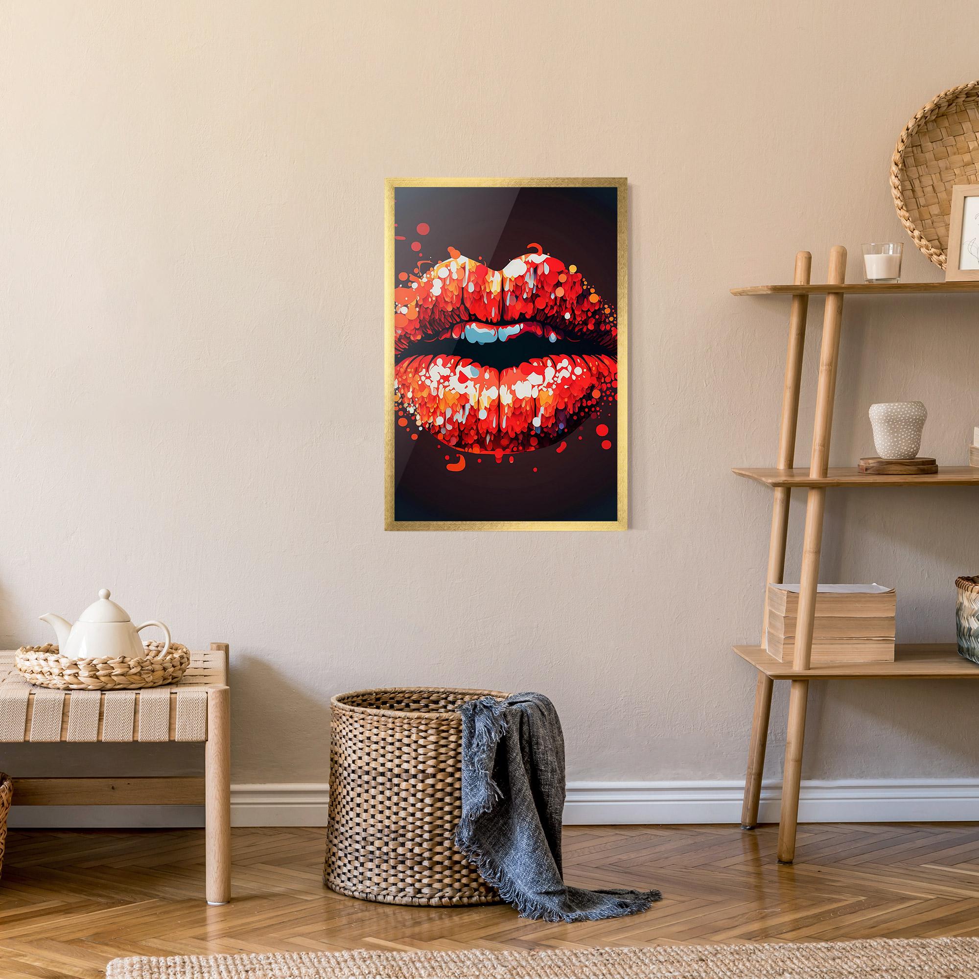Poster Înrămat Red Lips With Word Lips It mockup 9