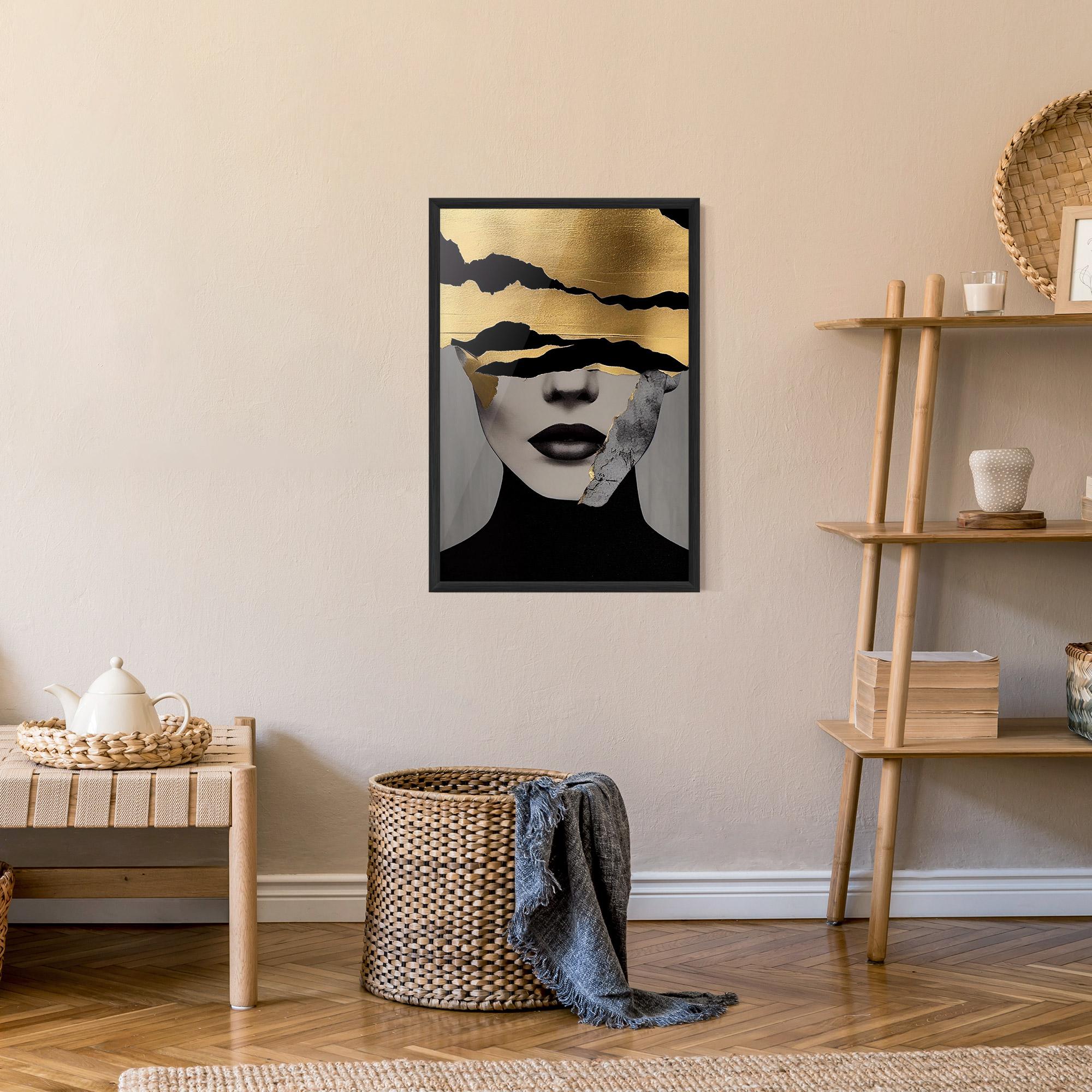 Poster Înrămat Grey Gold Lips mockup 9