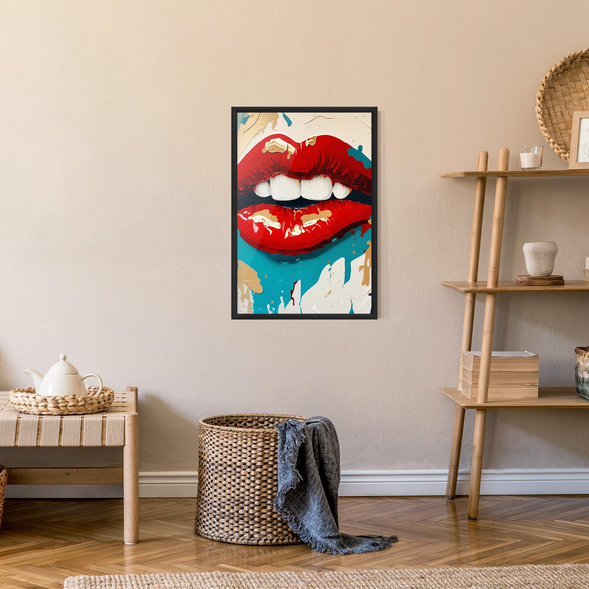 Poster Înrămat Red Gold Lips mockup 9