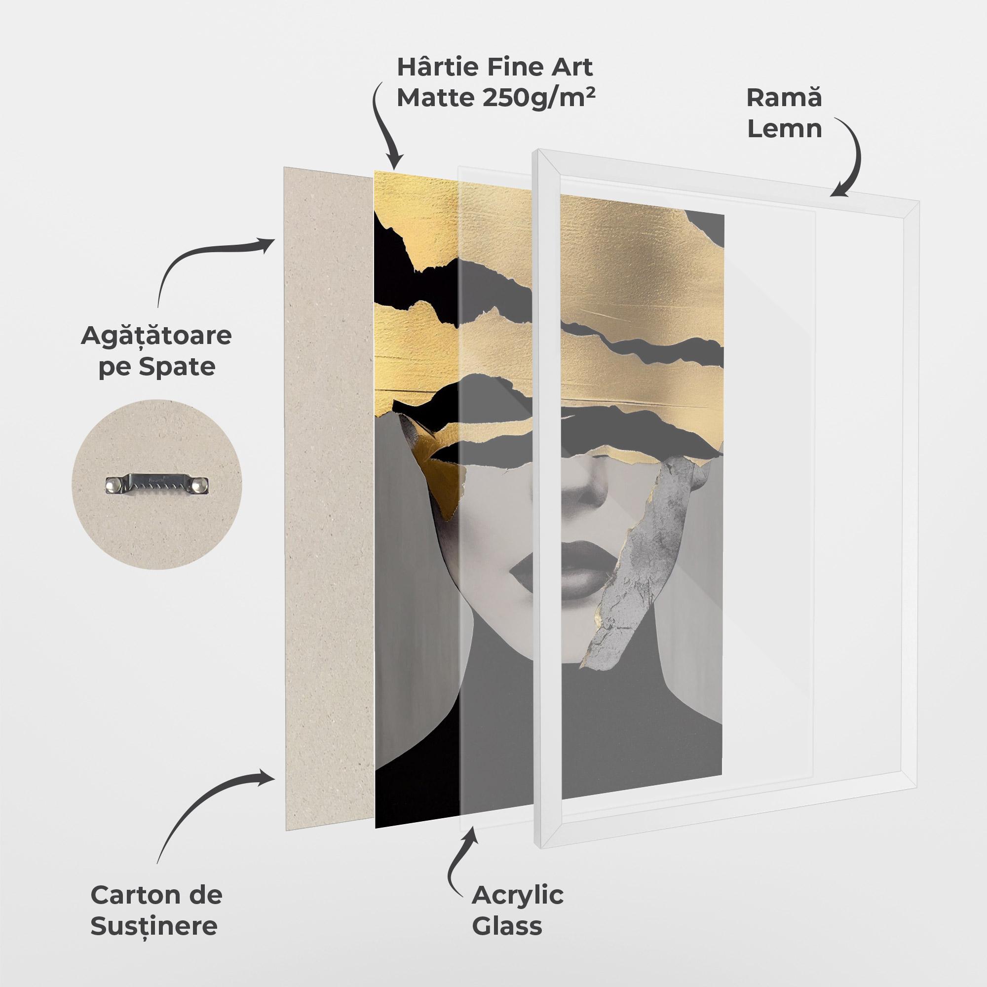 Poster Înrămat Grey Gold Lips mockup 1