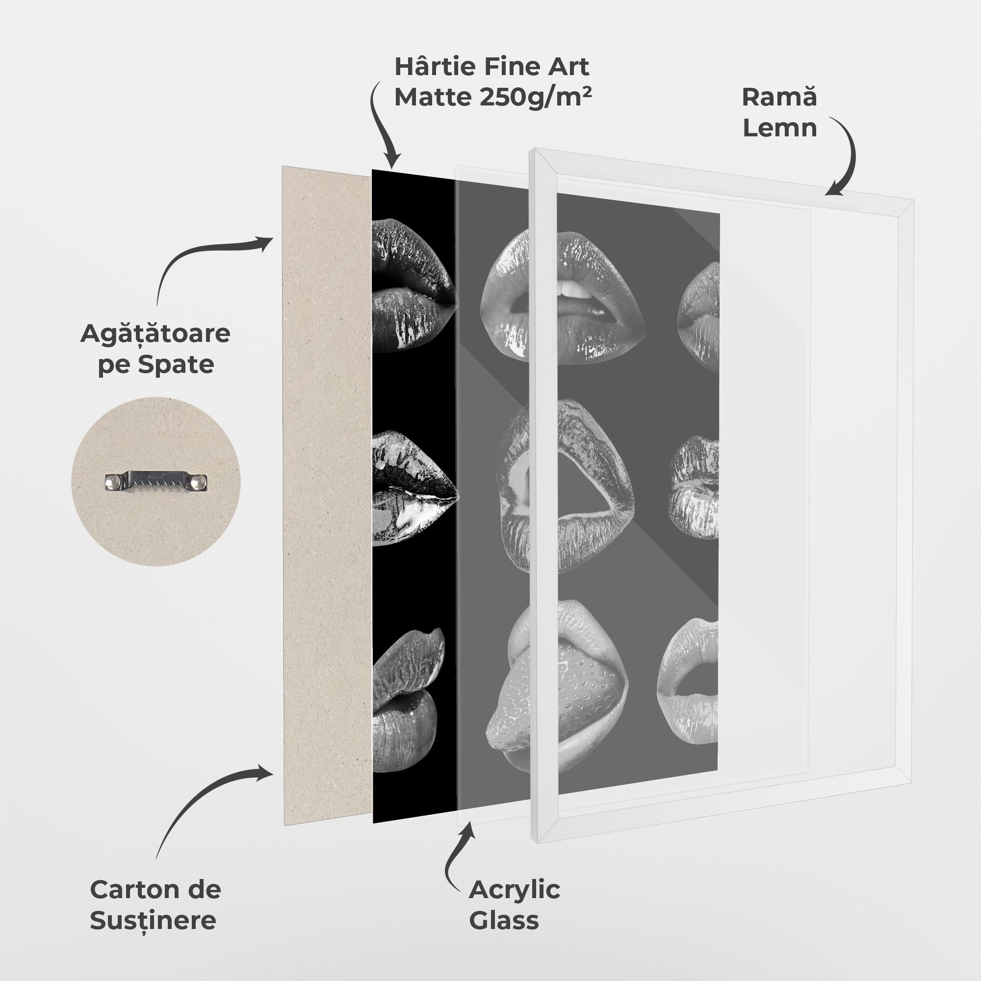 Poster Înrămat Grey Lips Collage mockup 1