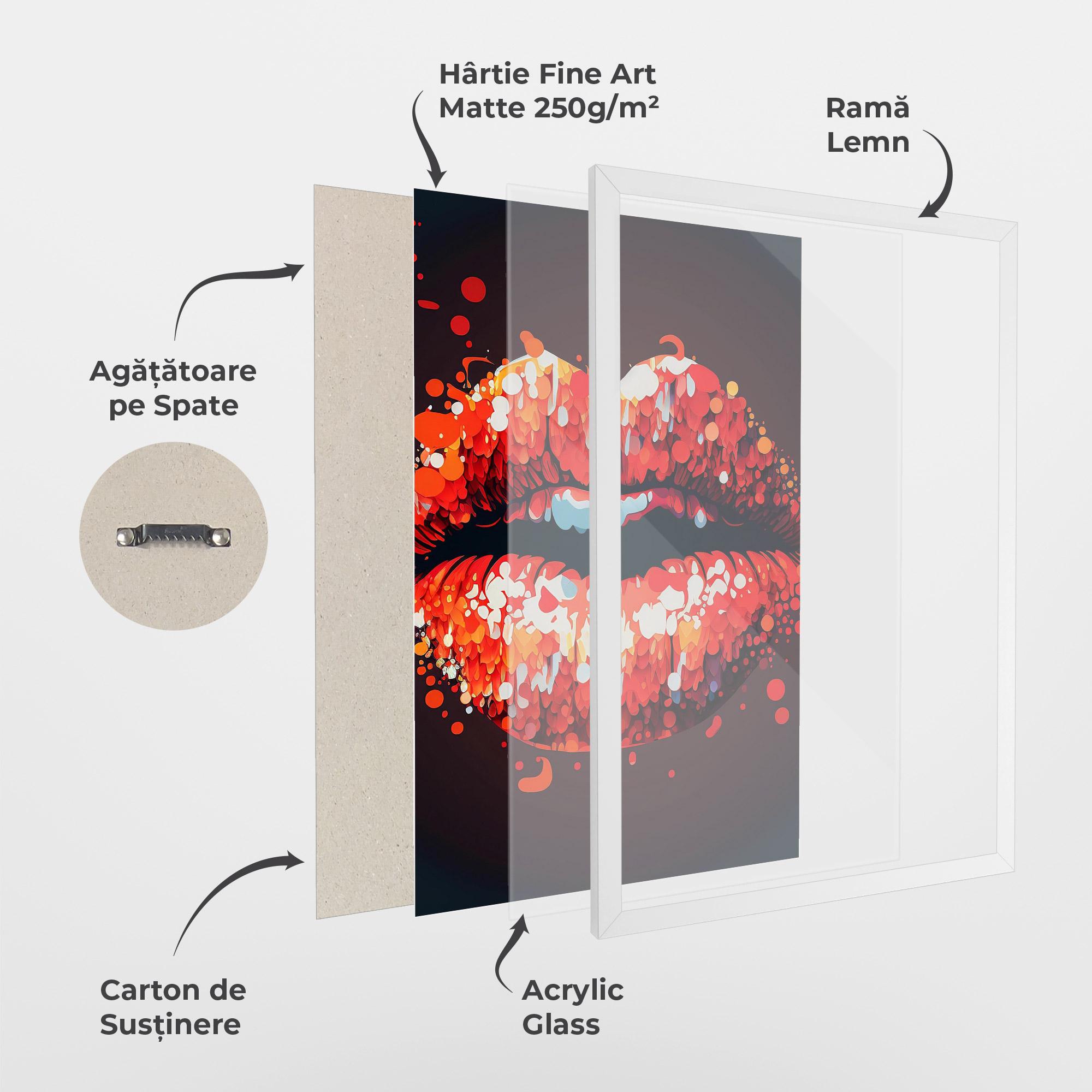 Poster Înrămat Red Lips With Word Lips It mockup 1