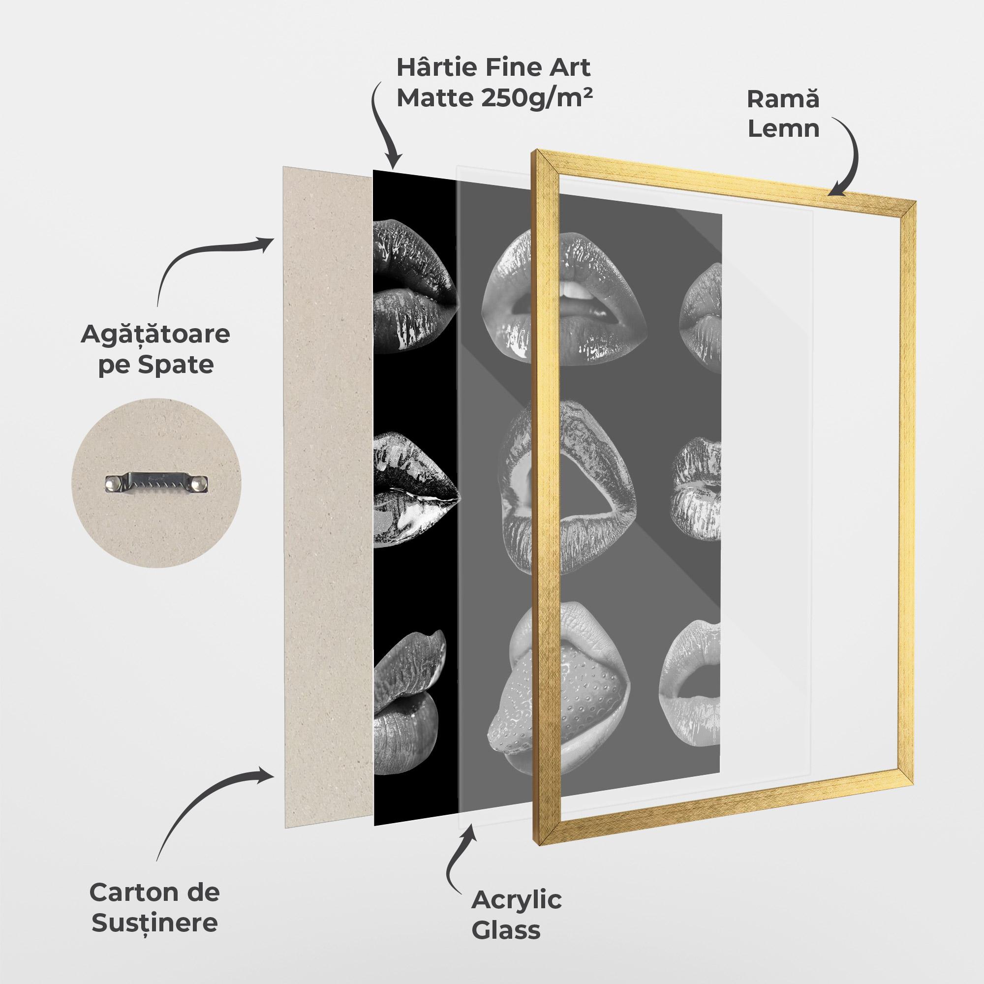 Poster Înrămat Grey Lips Collage mockup 1