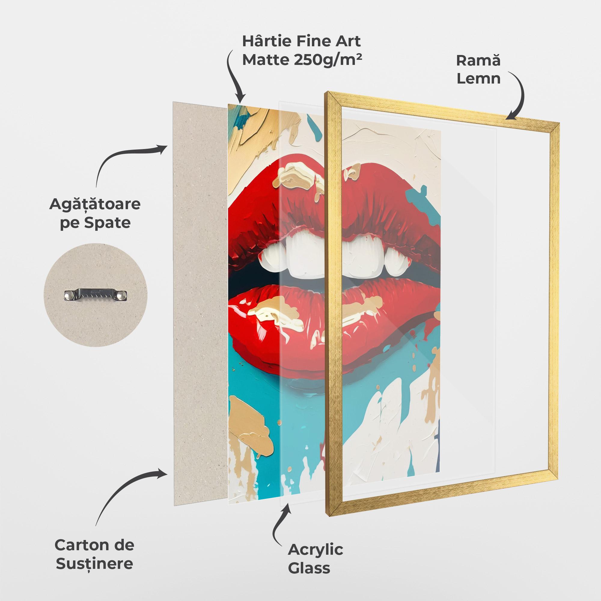 Poster Înrămat Red Gold Lips mockup 1