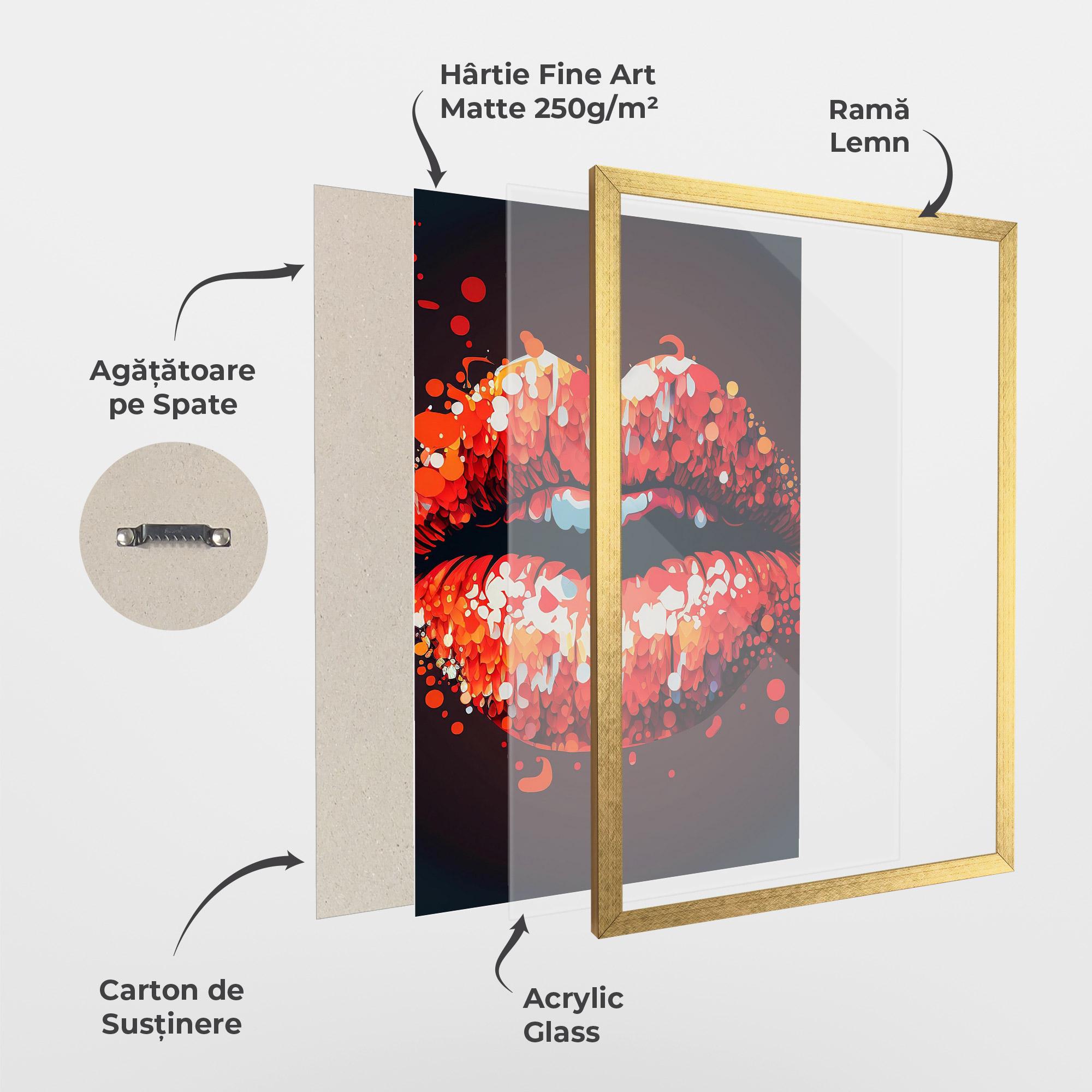 Poster Înrămat Red Lips With Word Lips It mockup 1