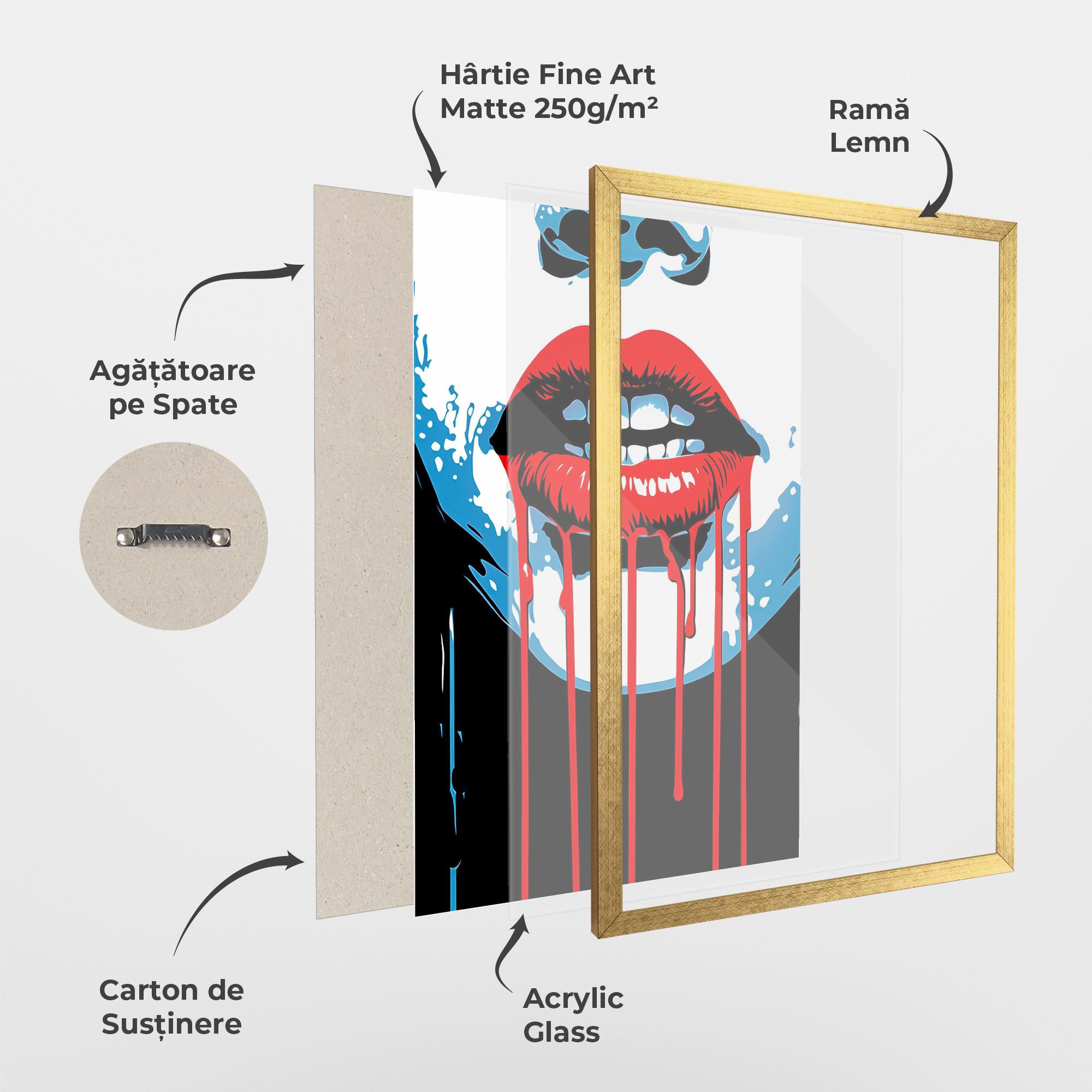 Poster Înrămat Red Lipstick Flowing mockup 1