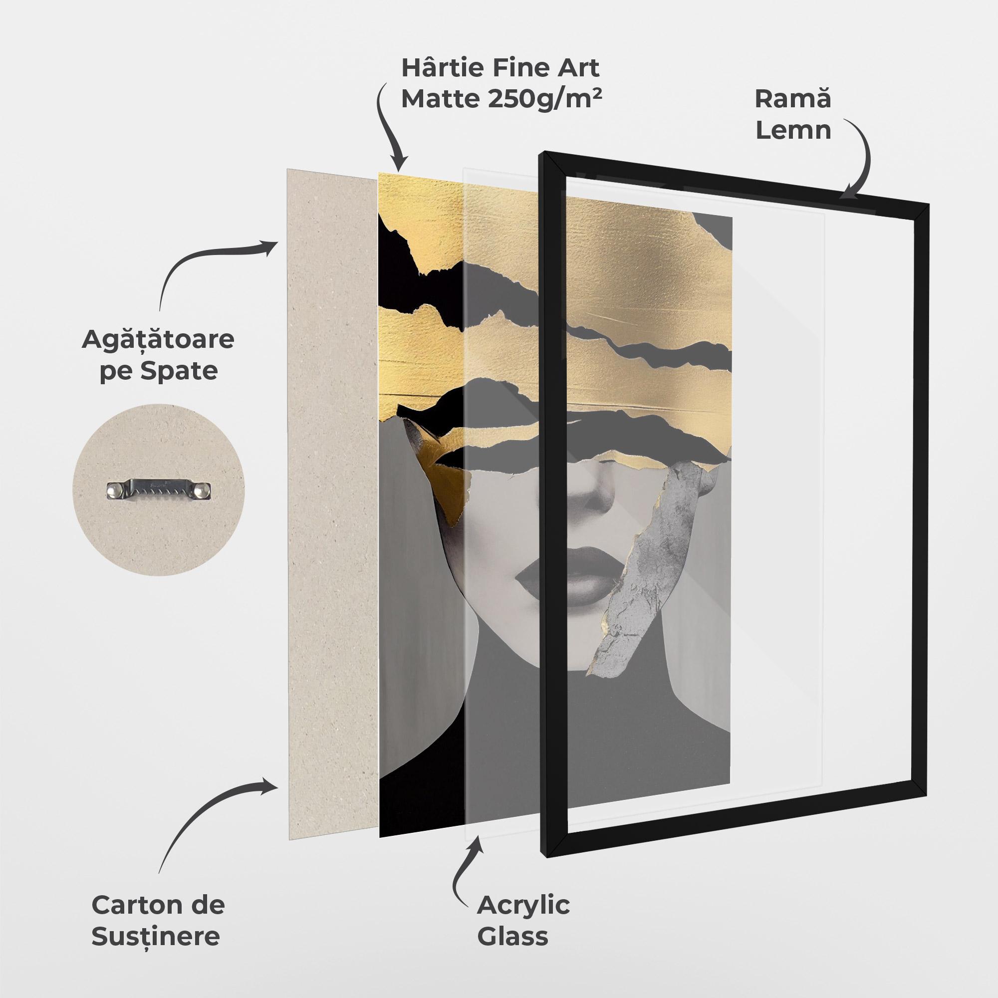 Poster Înrămat Grey Gold Lips mockup 1