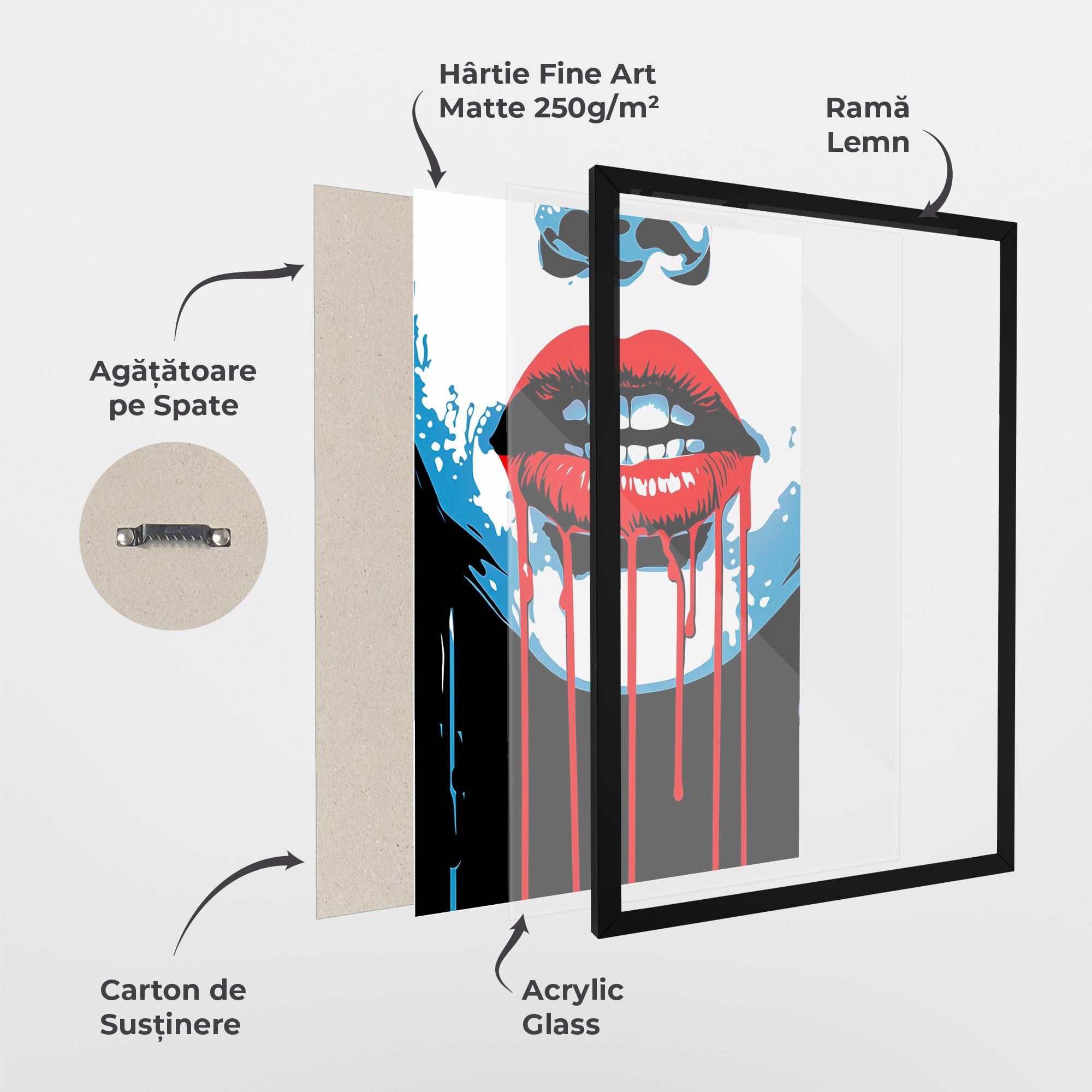 Poster Înrămat Red Lipstick Flowing mockup 1