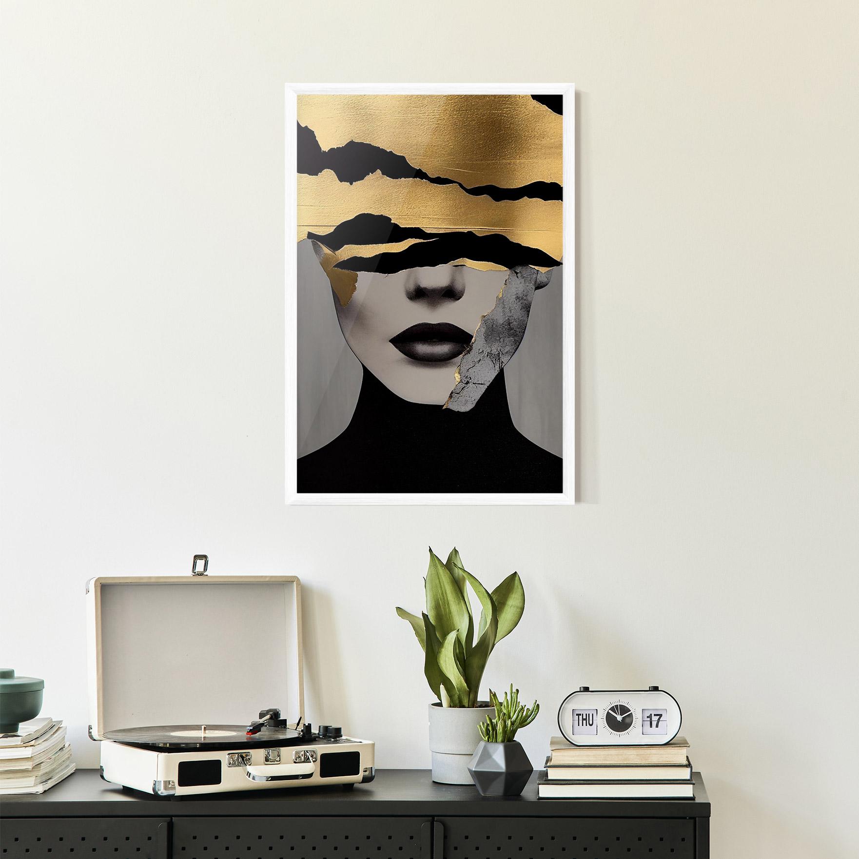 Poster Înrămat Grey Gold Lips mockup 2