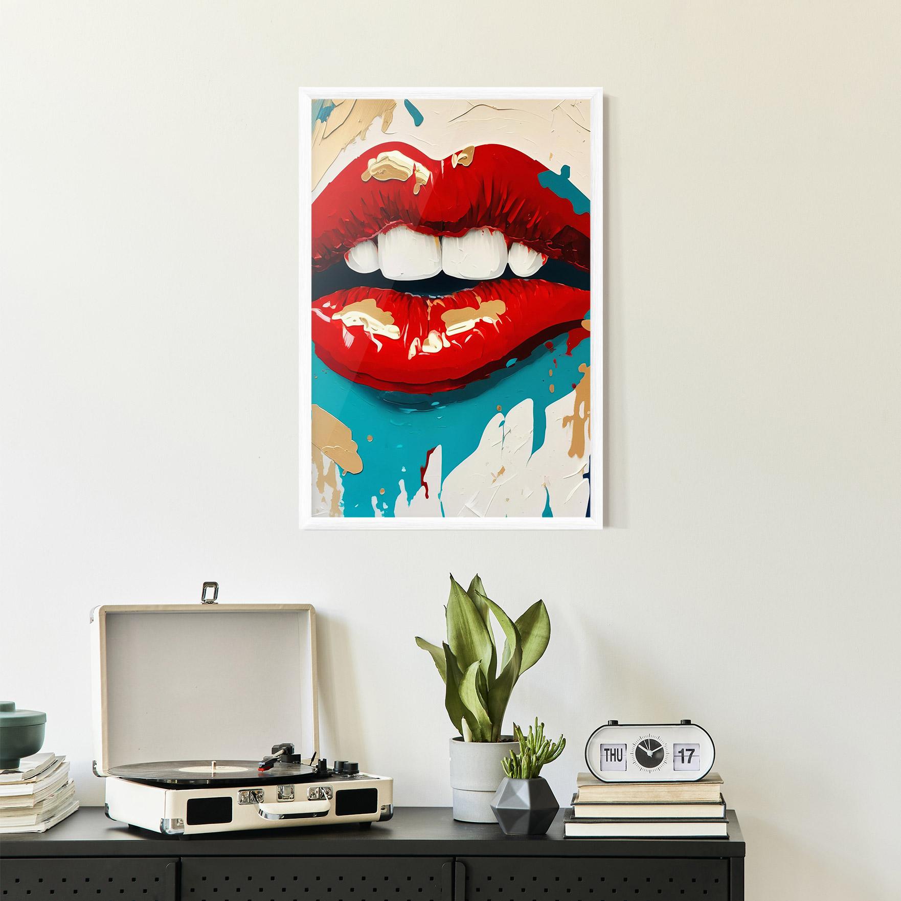 Poster Înrămat Red Gold Lips mockup 2
