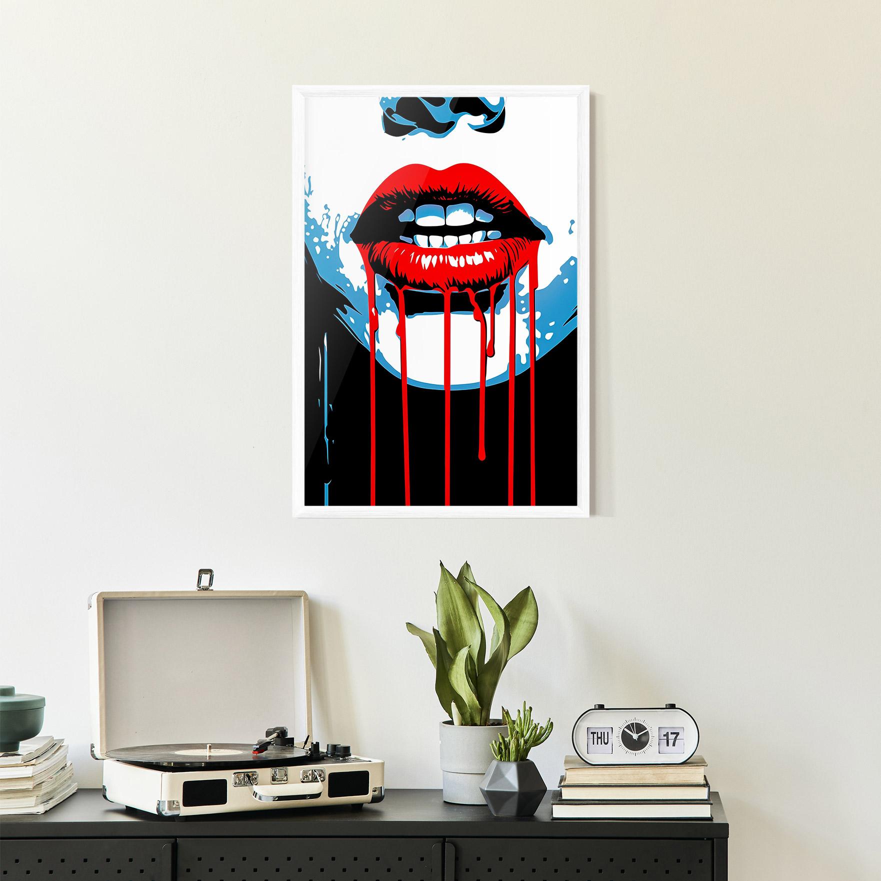 Poster Înrămat Red Lipstick Flowing mockup 2