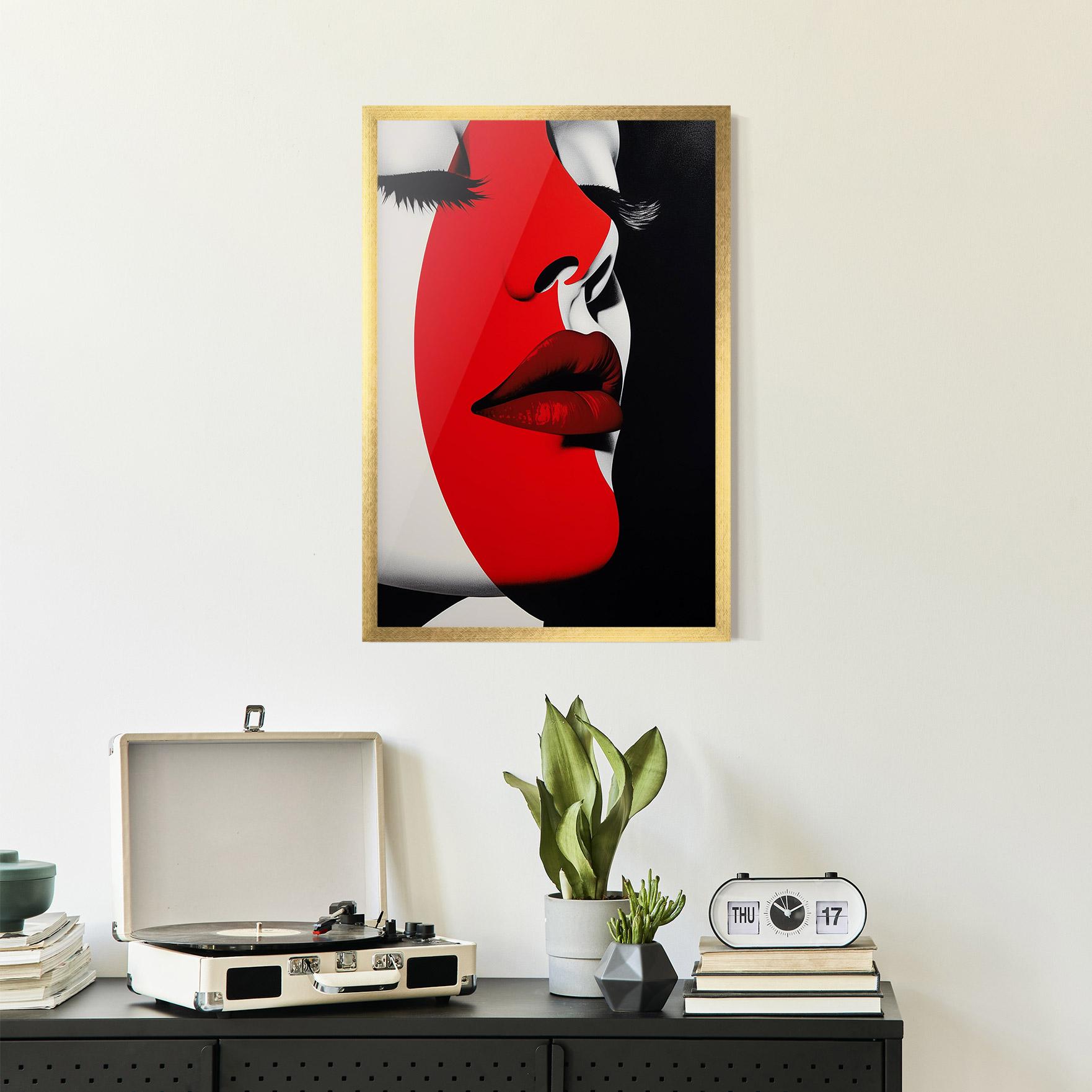 Poster Înrămat Dark Red Lips mockup 2