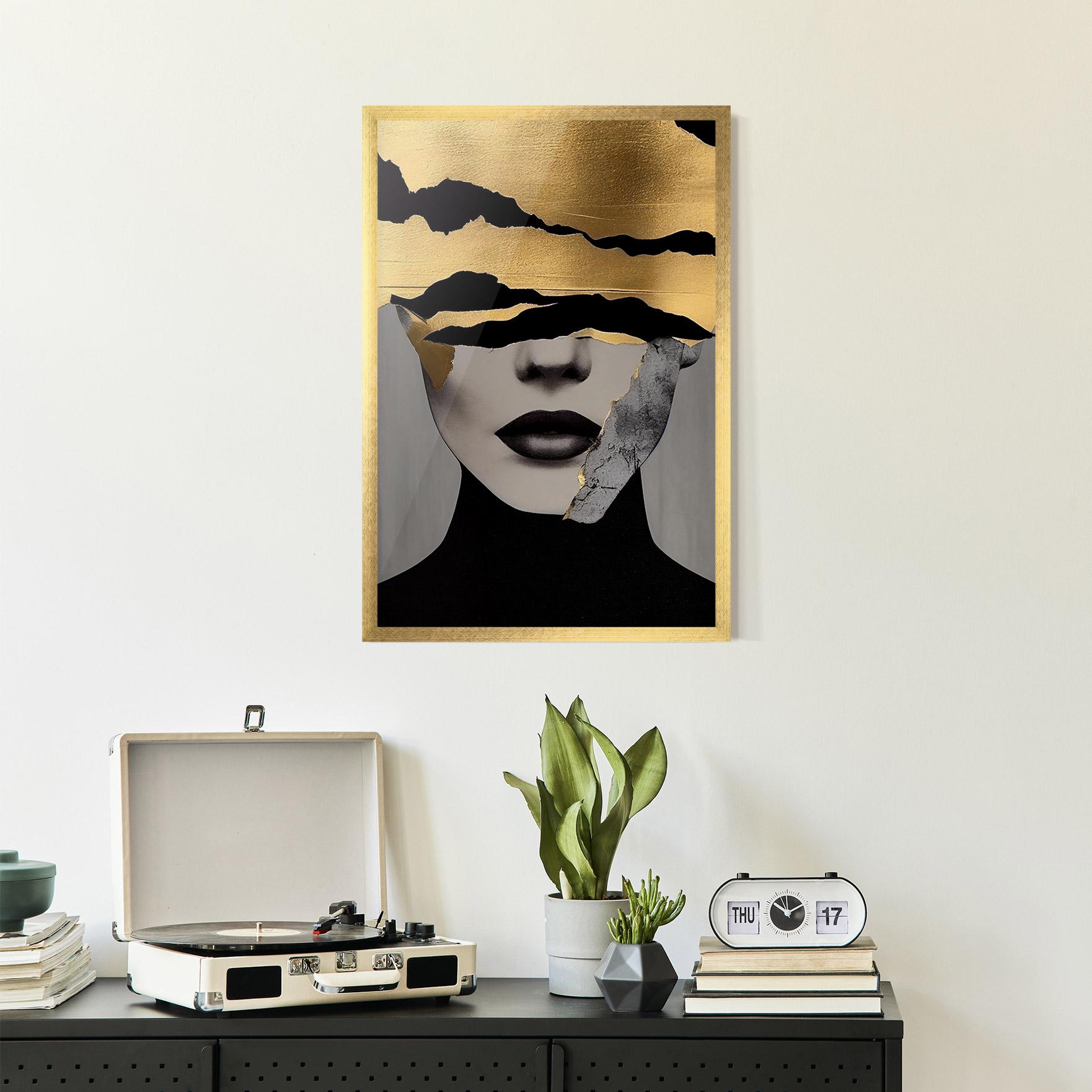 Poster Înrămat Grey Gold Lips mockup 2