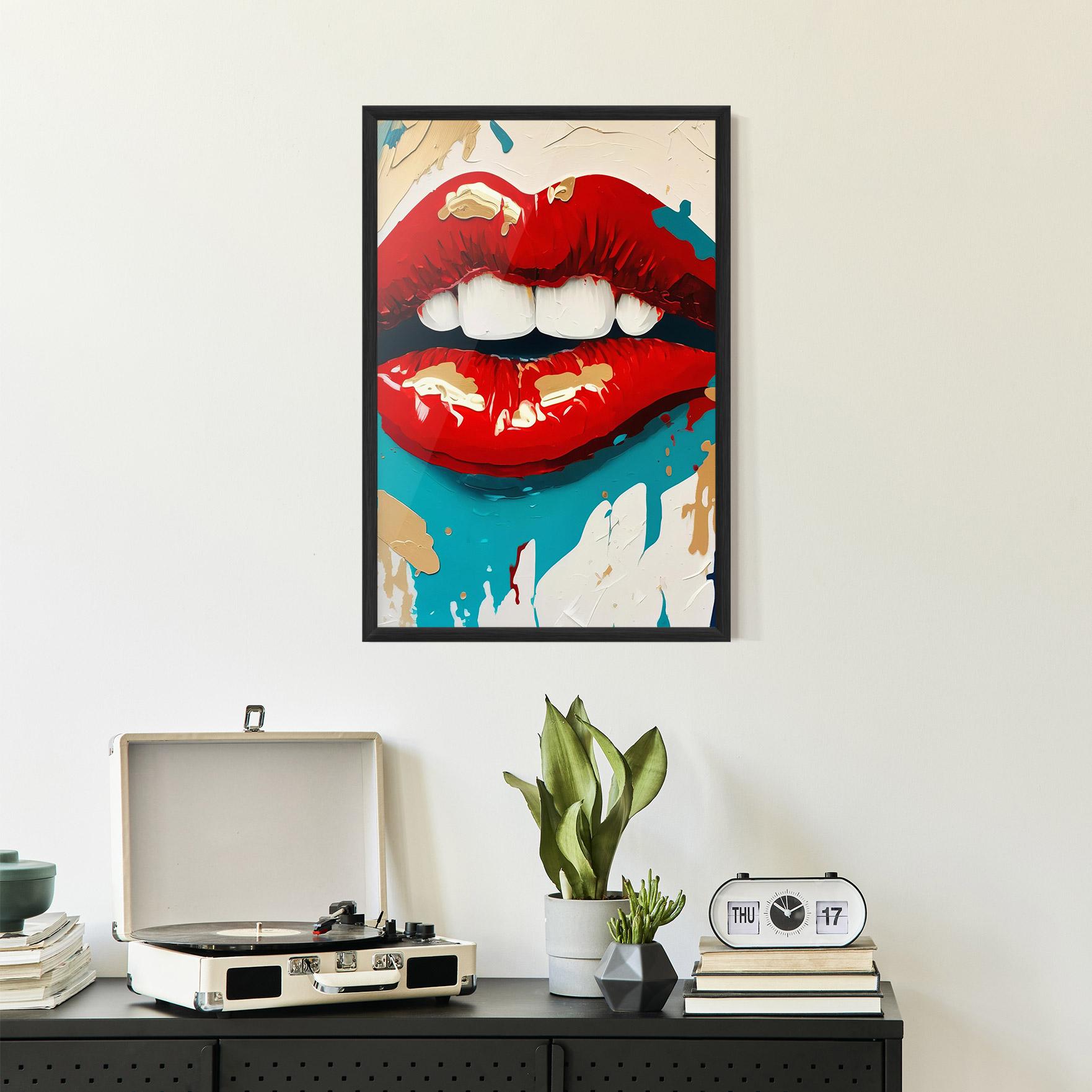 Poster Înrămat Red Gold Lips mockup 2