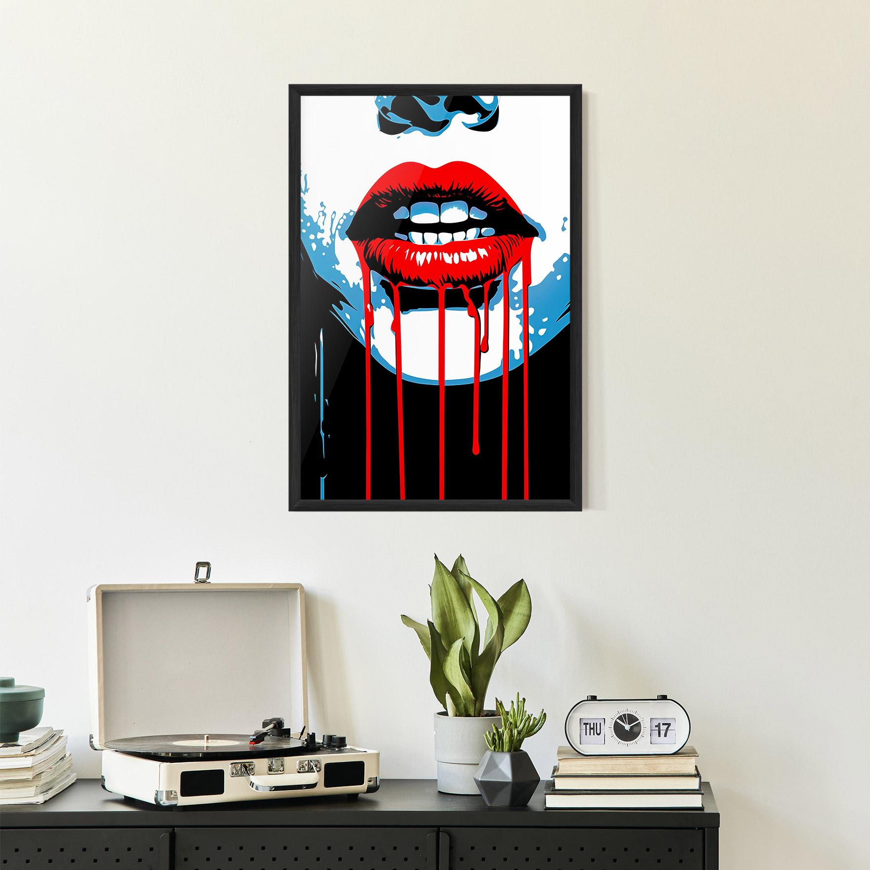 Poster Înrămat Red Lipstick Flowing mockup 2