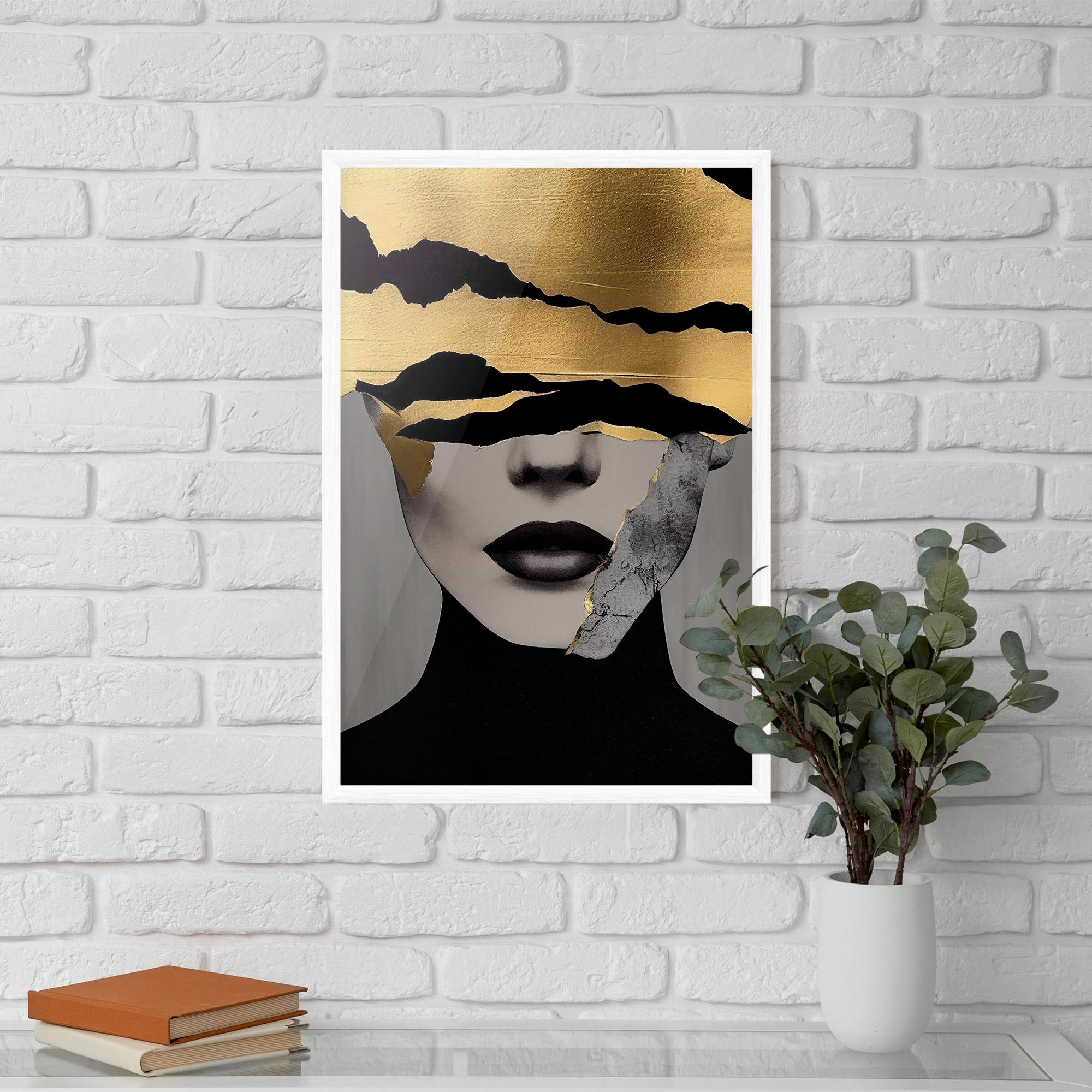 Poster Înrămat Grey Gold Lips mockup 5